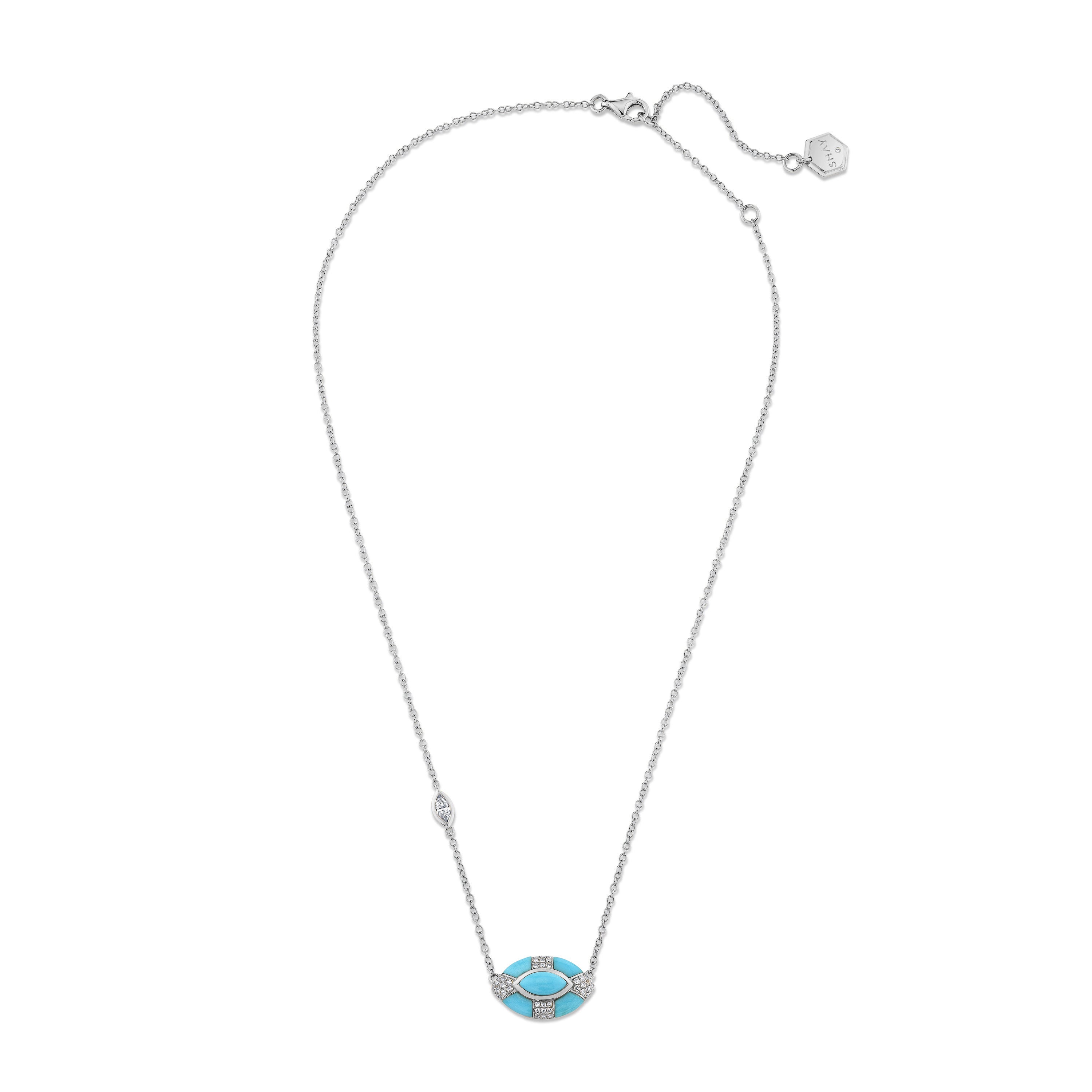 TURQUOISE & DIAMOND RIVIERA EVIL EYE NECKLACE