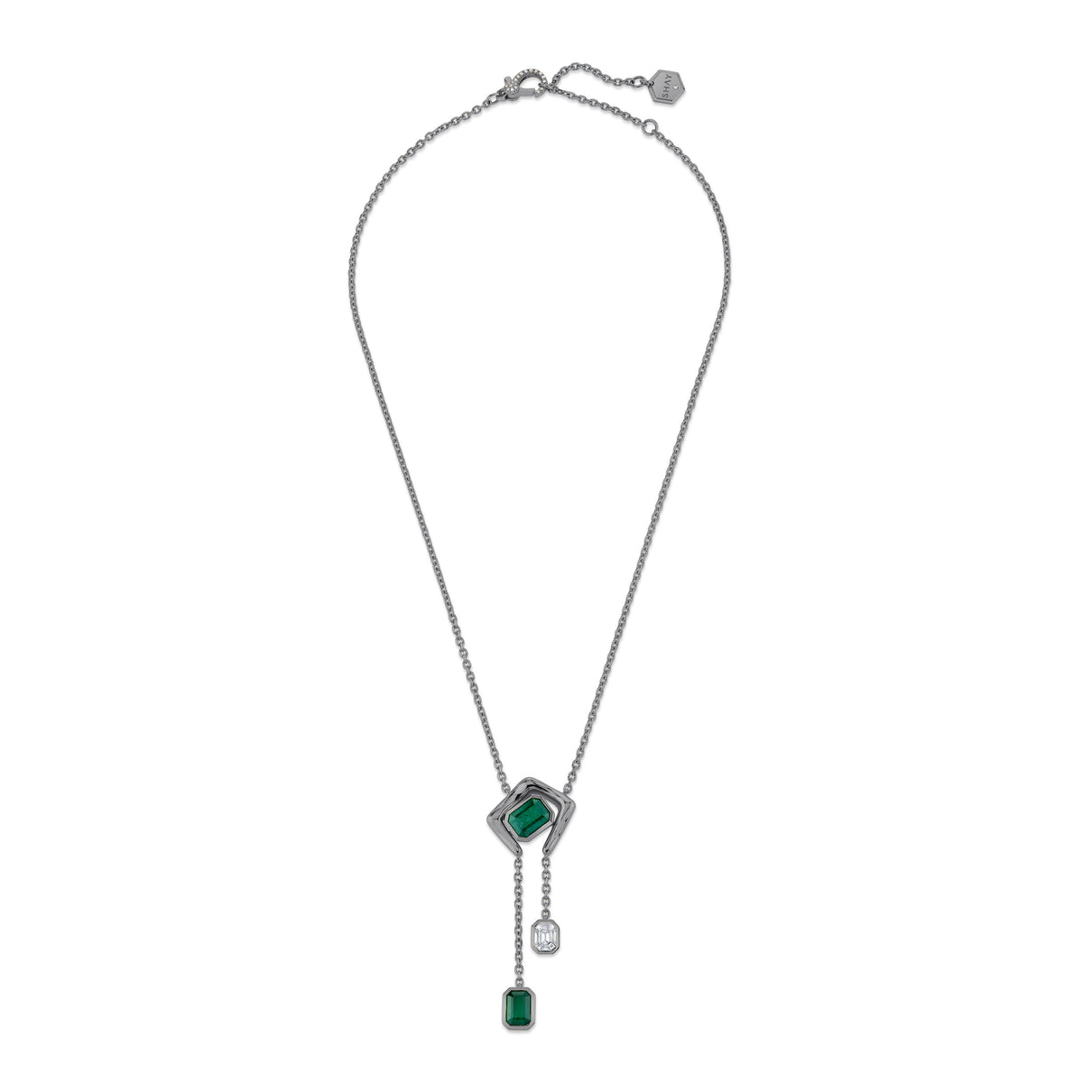 EMERALD & DIAMOND ZAR DROP NECKLACE