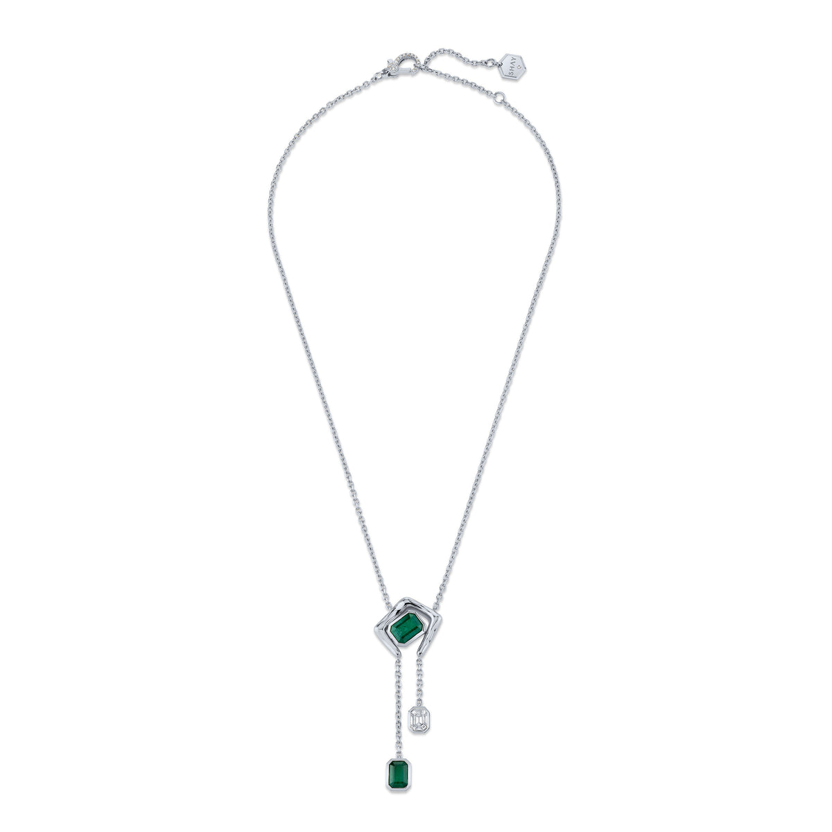 EMERALD & DIAMOND ZAR DROP NECKLACE