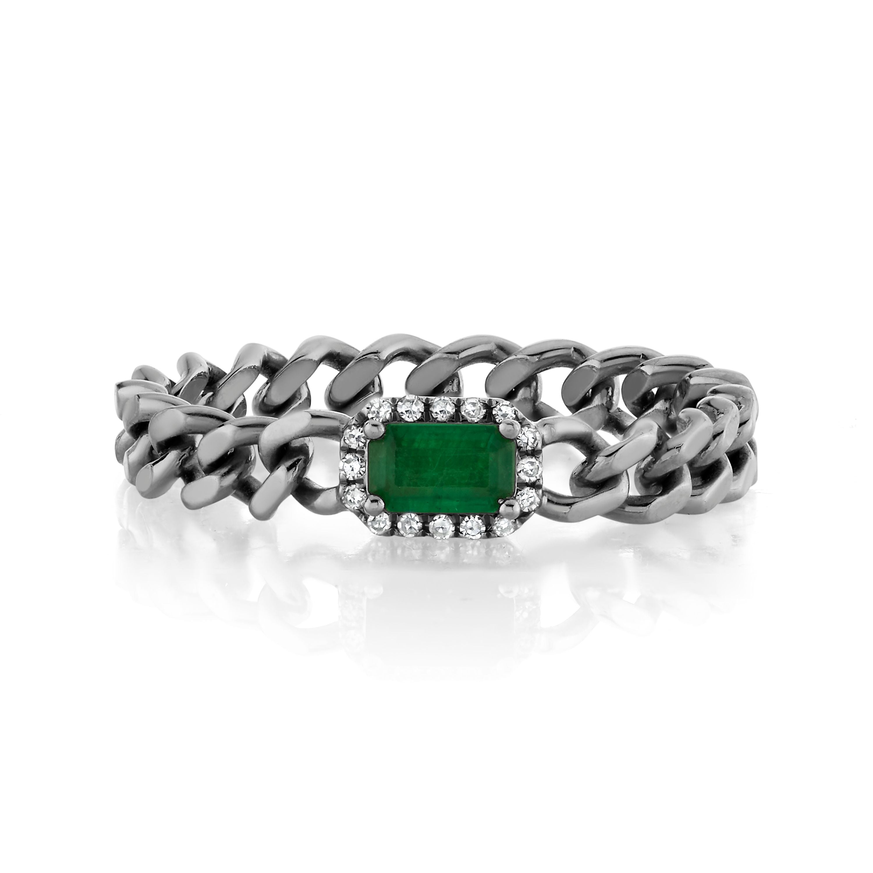 RECTANGLE EMERALD BABY LINK RING