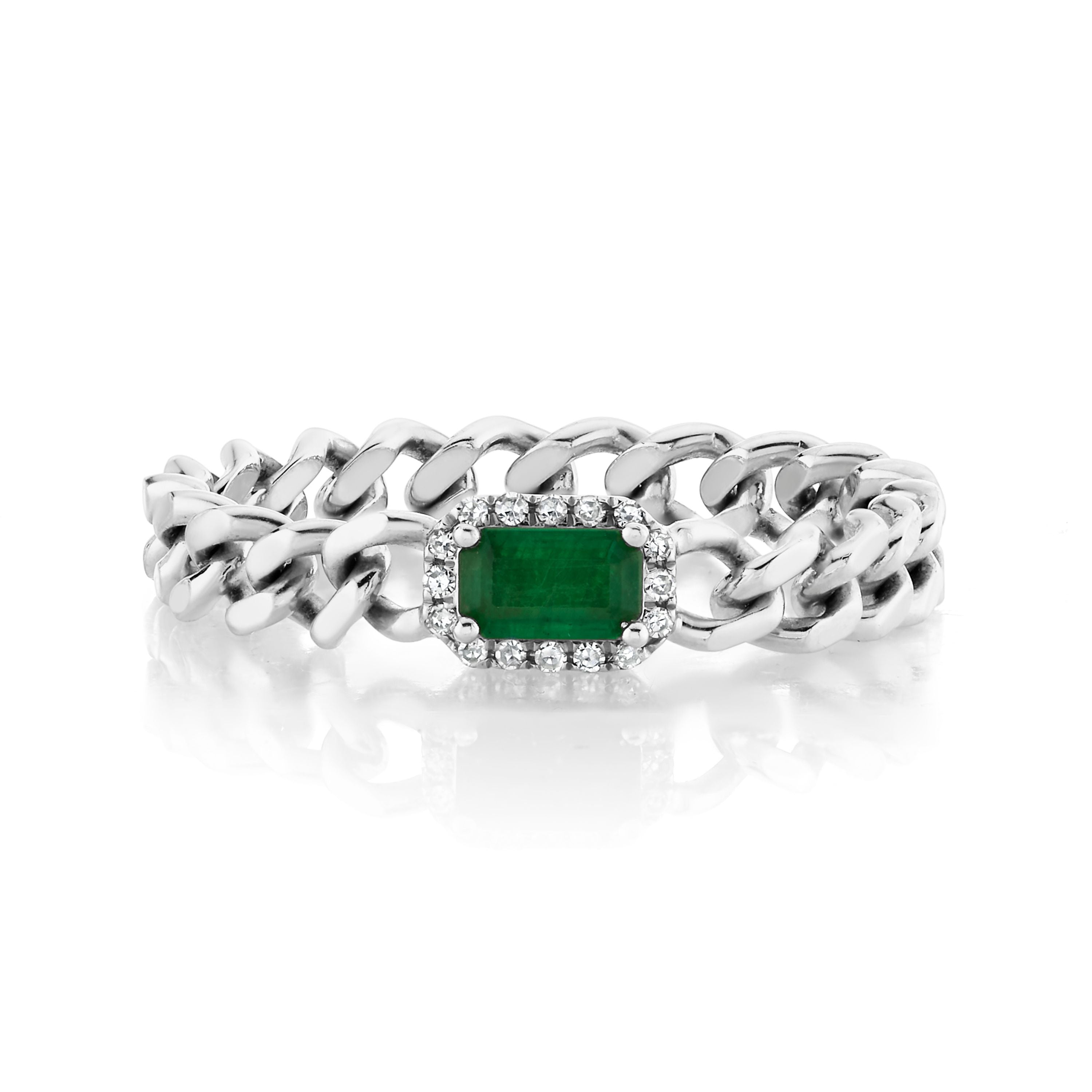 RECTANGLE EMERALD BABY LINK RING