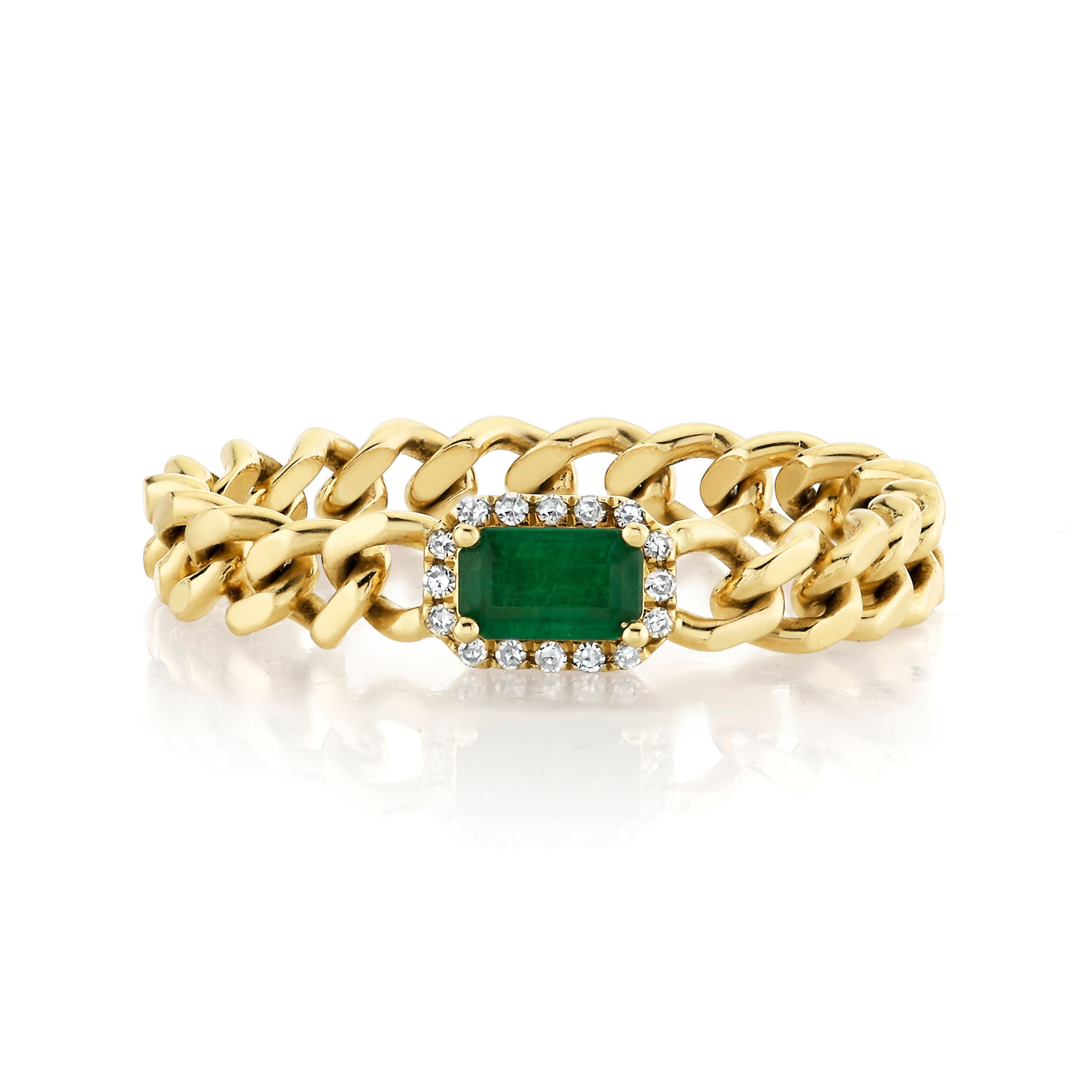 READY TO SHIP EMERALD RECTANGLE BABY LINK RING