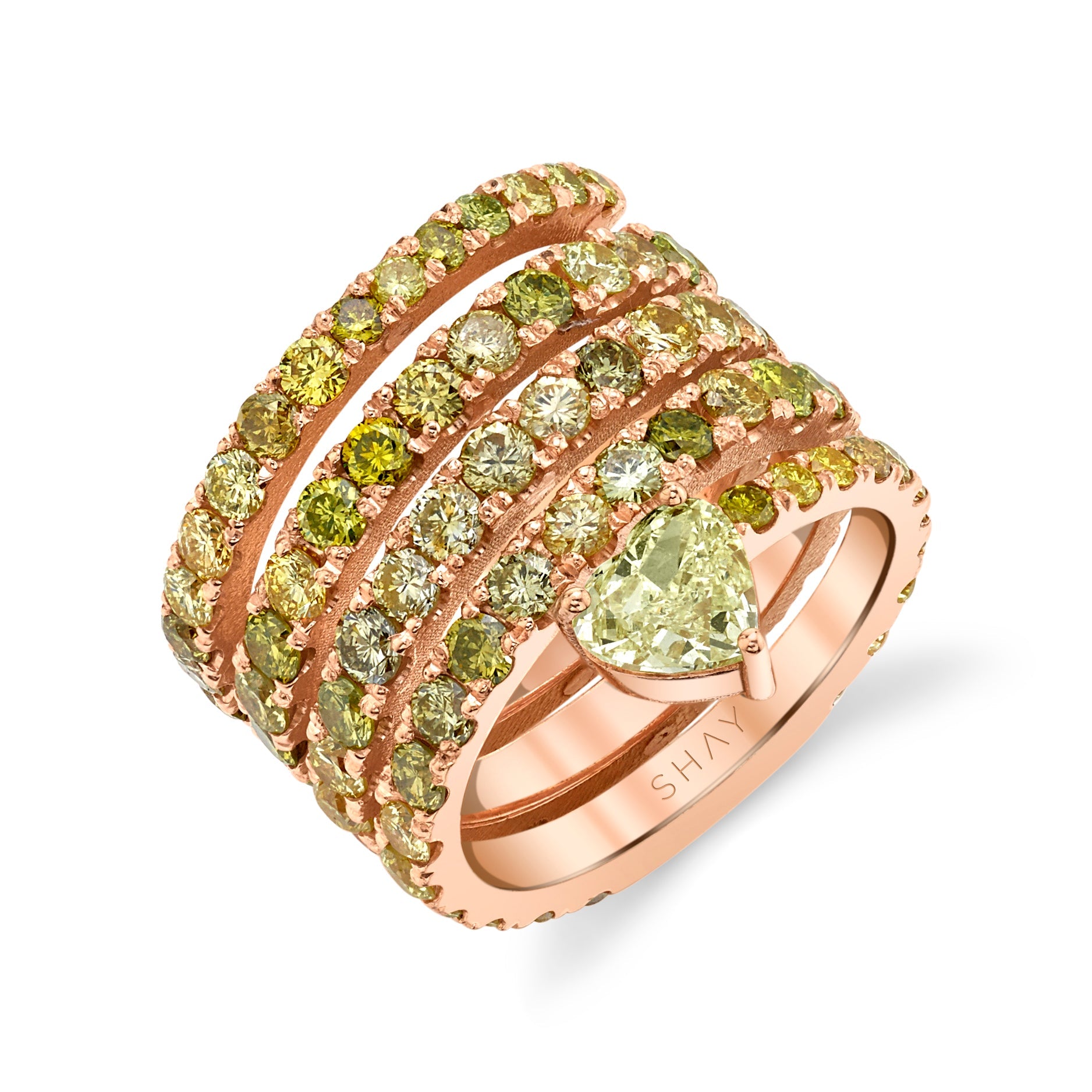 SHAY Ready to Ship Yellow Diamond Spiral Heart Pinky Ring, 18k gold, primary view