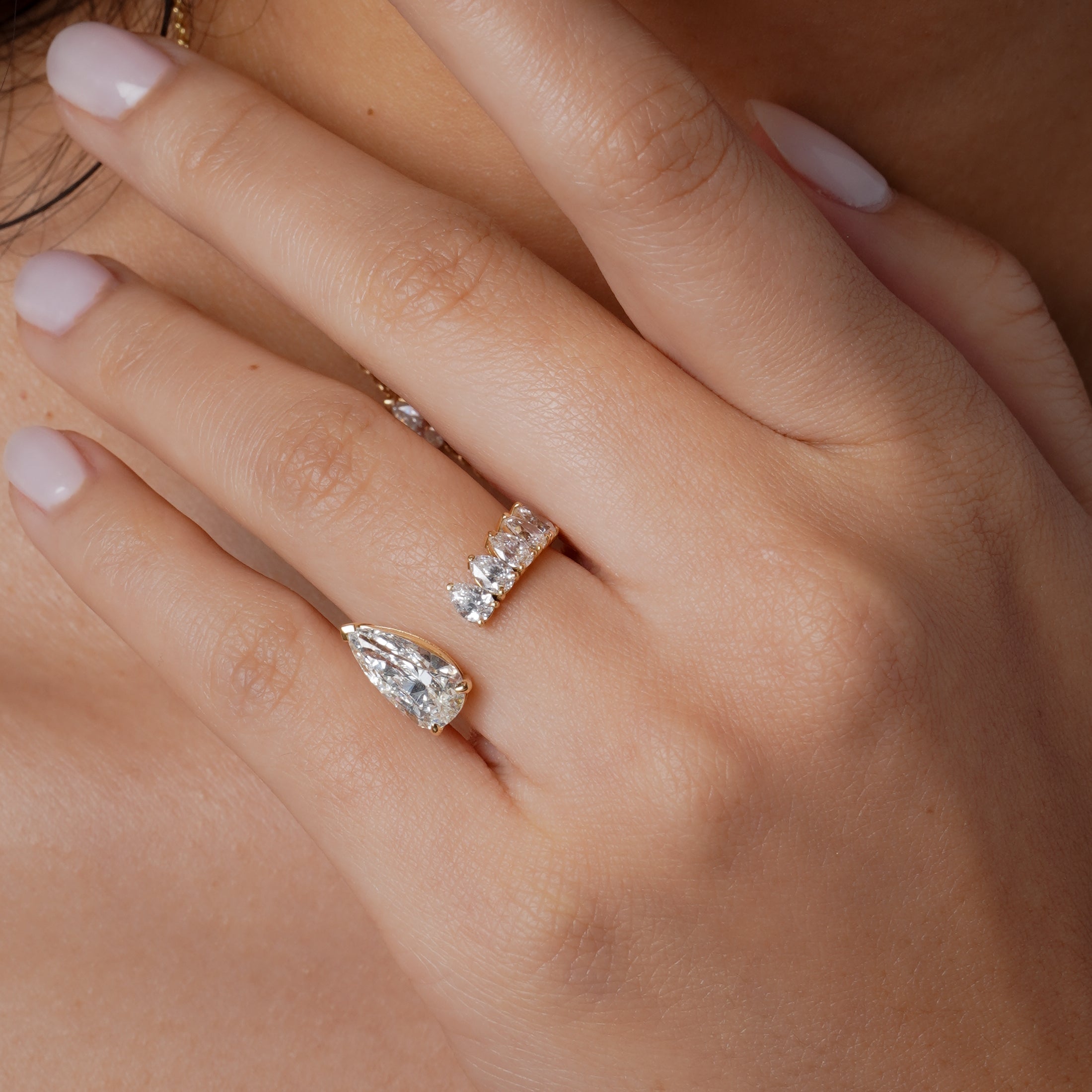 SHAY Diamond Floating Pear Ring, 2.2ct center, 18k gold, alternate view
