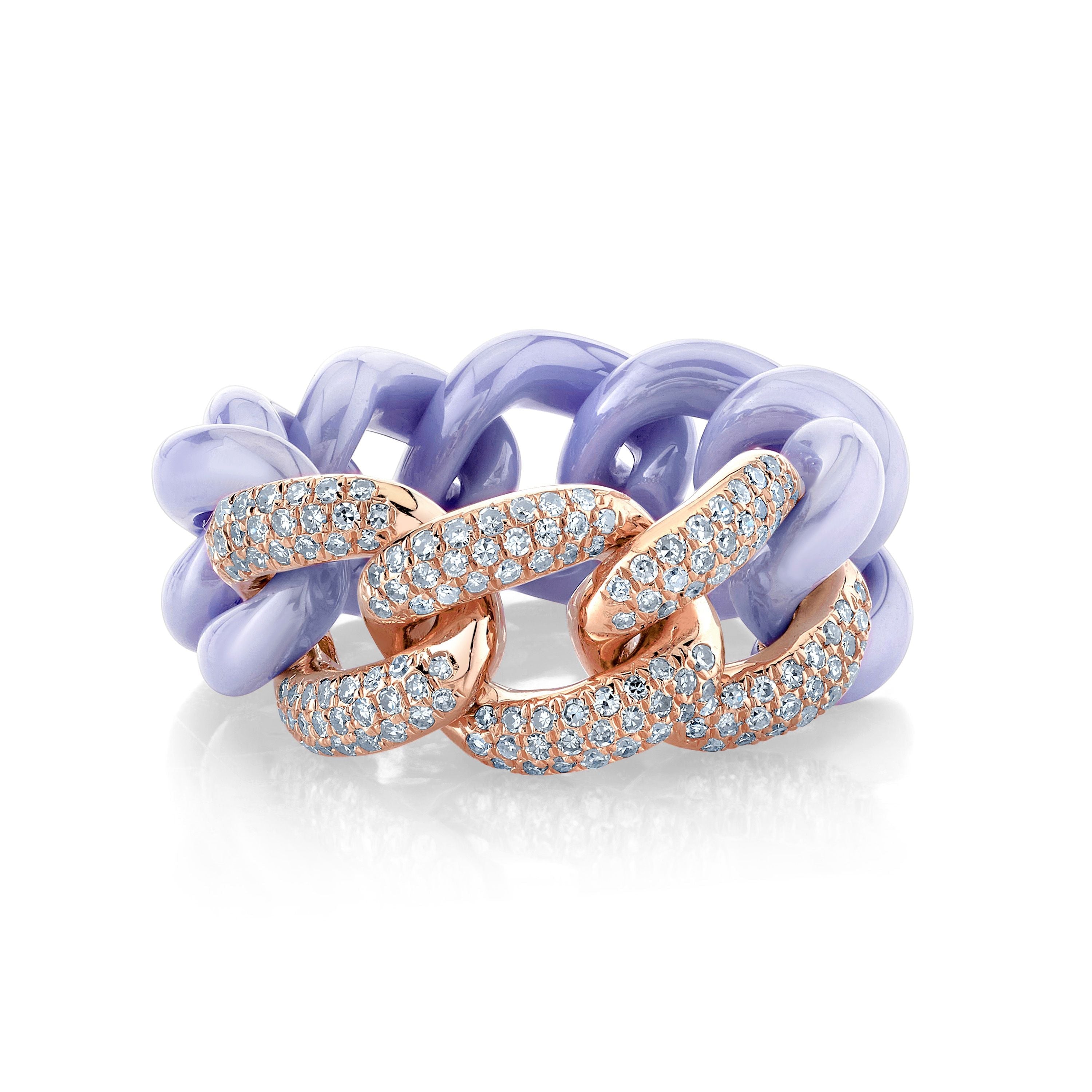 READY TO SHIP LAVENDER CERAMIC PAVE ESSENTIAL LINK RING