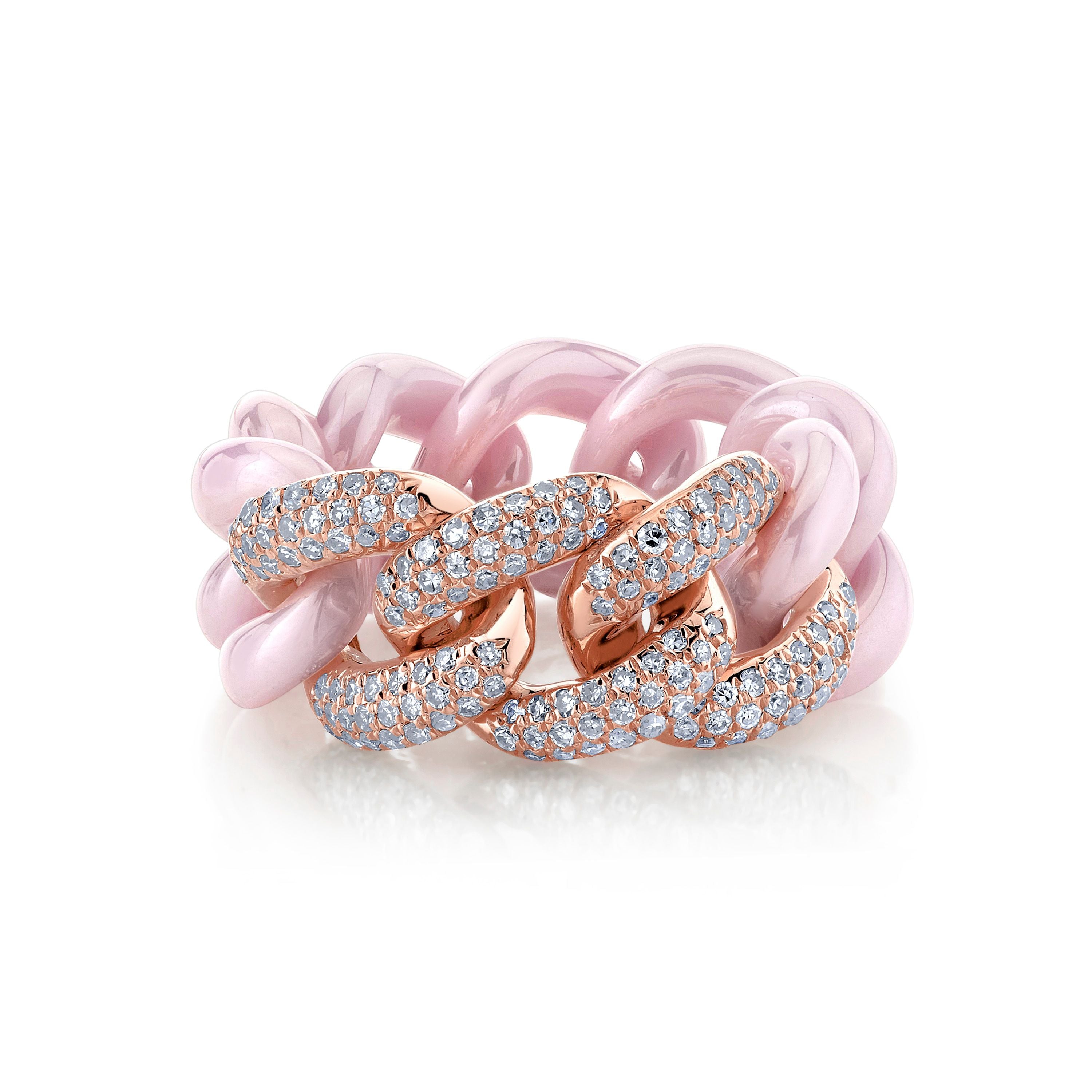 PINK CERAMIC PAVE ESSENTIAL LINK RING