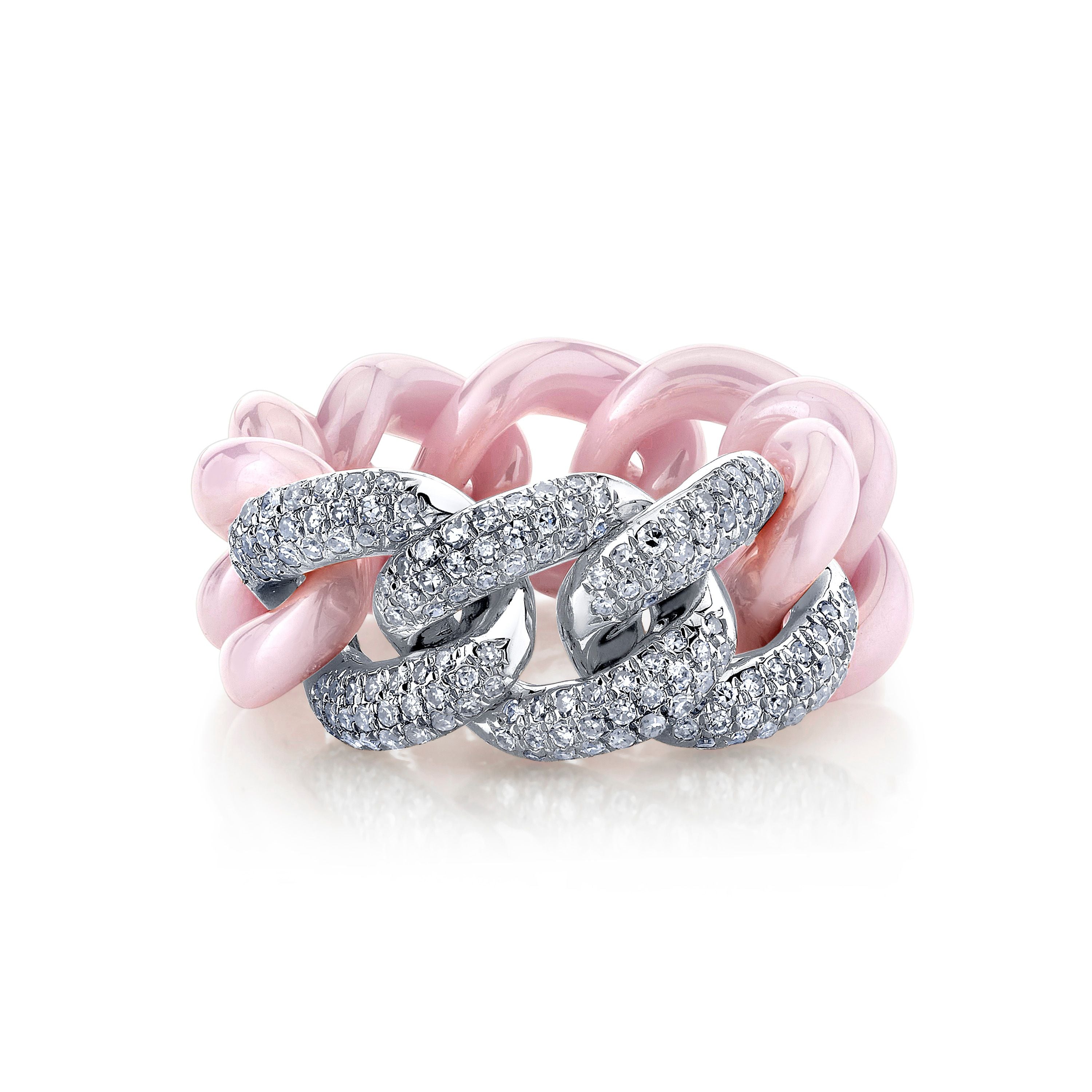 PINK CERAMIC PAVE ESSENTIAL LINK RING