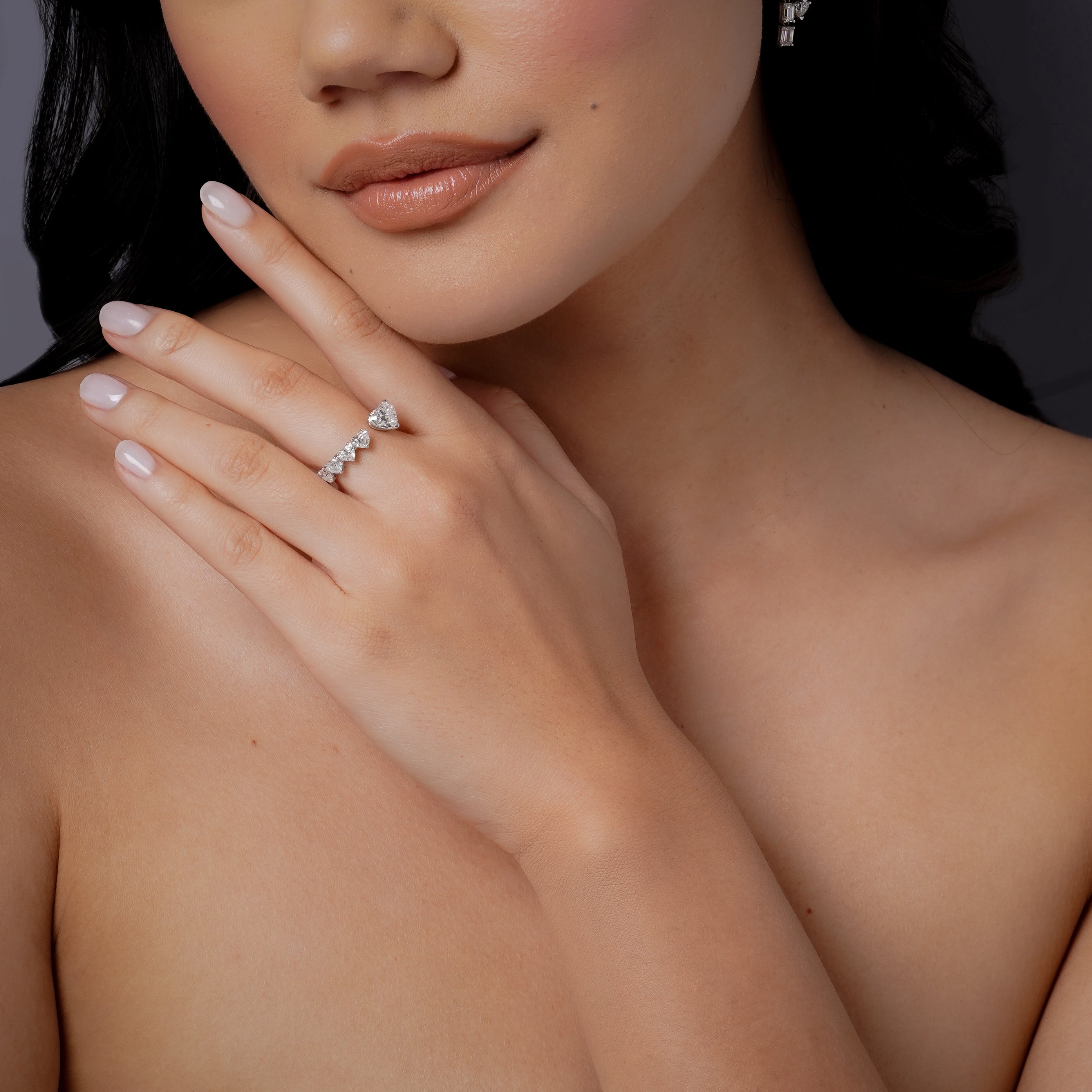 DIAMOND FLOATING HEART RING