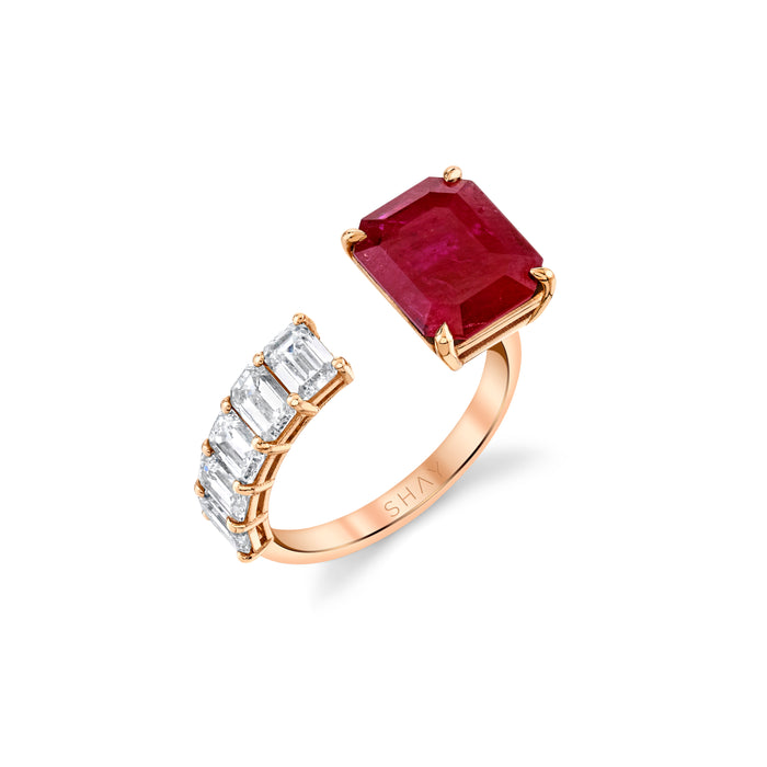 READY TO SHIP FLOATING RUBY & DIAMOND RING
