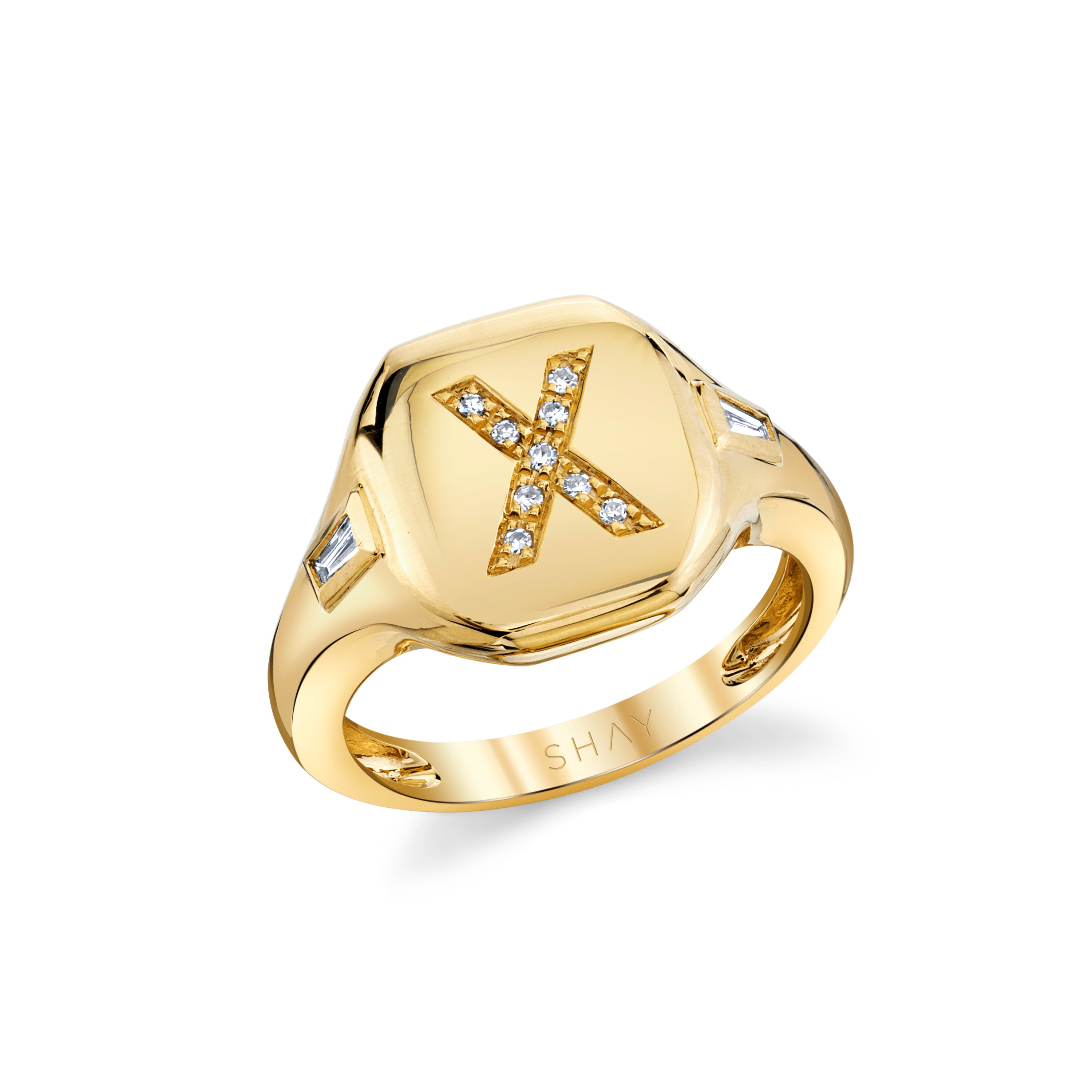 SHAY Ready to Ship Diamond Initial Pinky Ring, 0.1ct, 18k gold, additional view 6