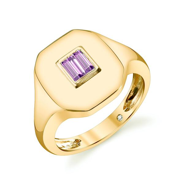 READY TO SHIP AMETHYST BAGUETTE PINKY RING