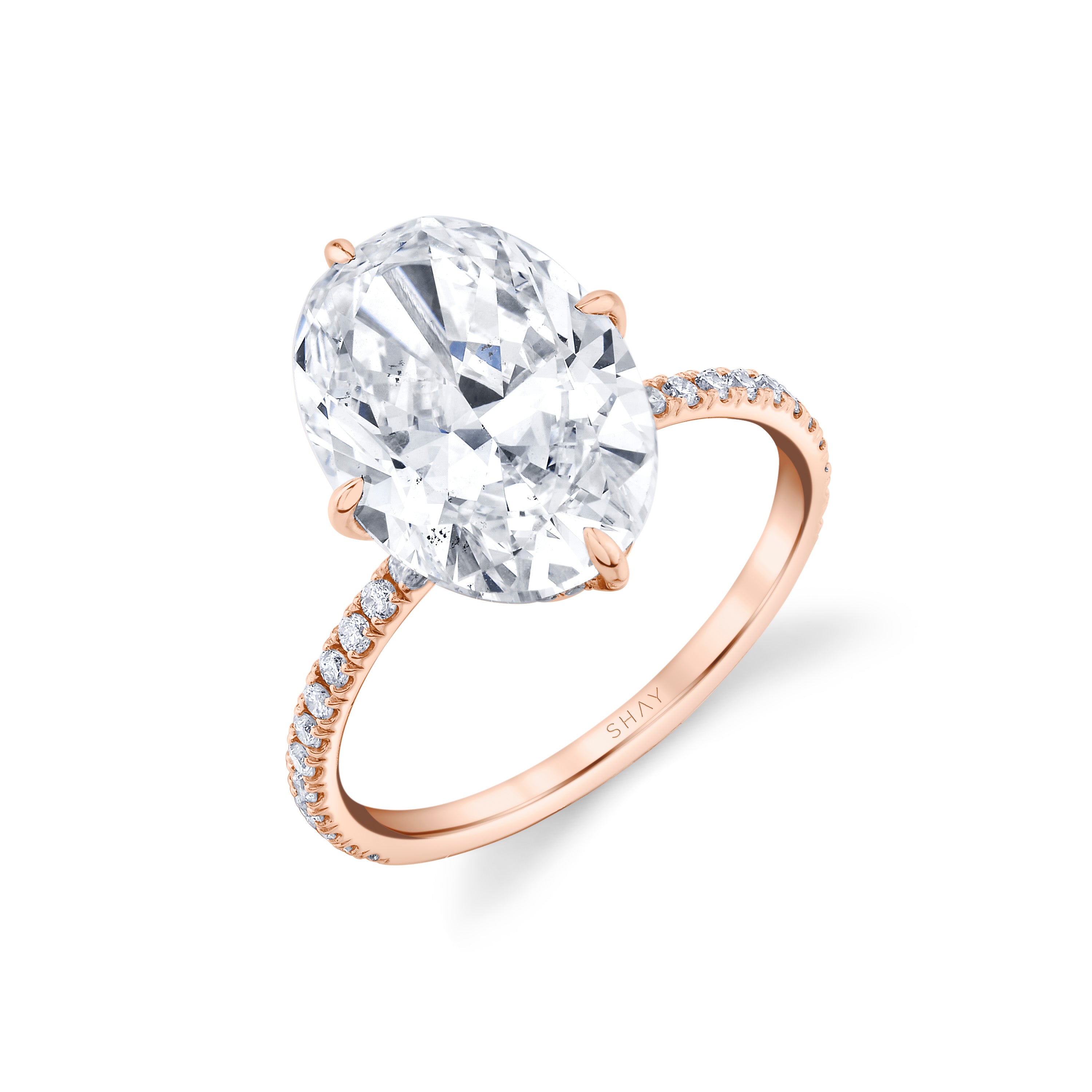 SHAY Oval Diamond Engagment Ring, 9.03ct center, 18k gold, side view