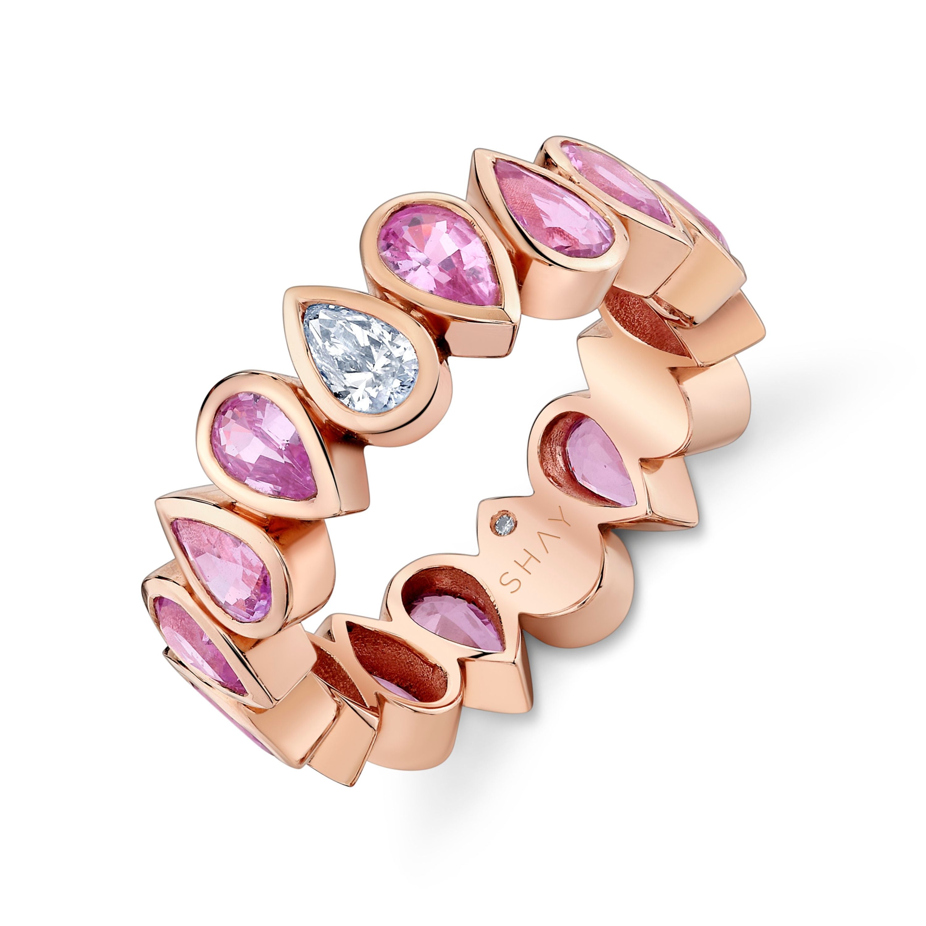 PINK SAPPHIRE & DIAMOND PEAR BEZEL BAND