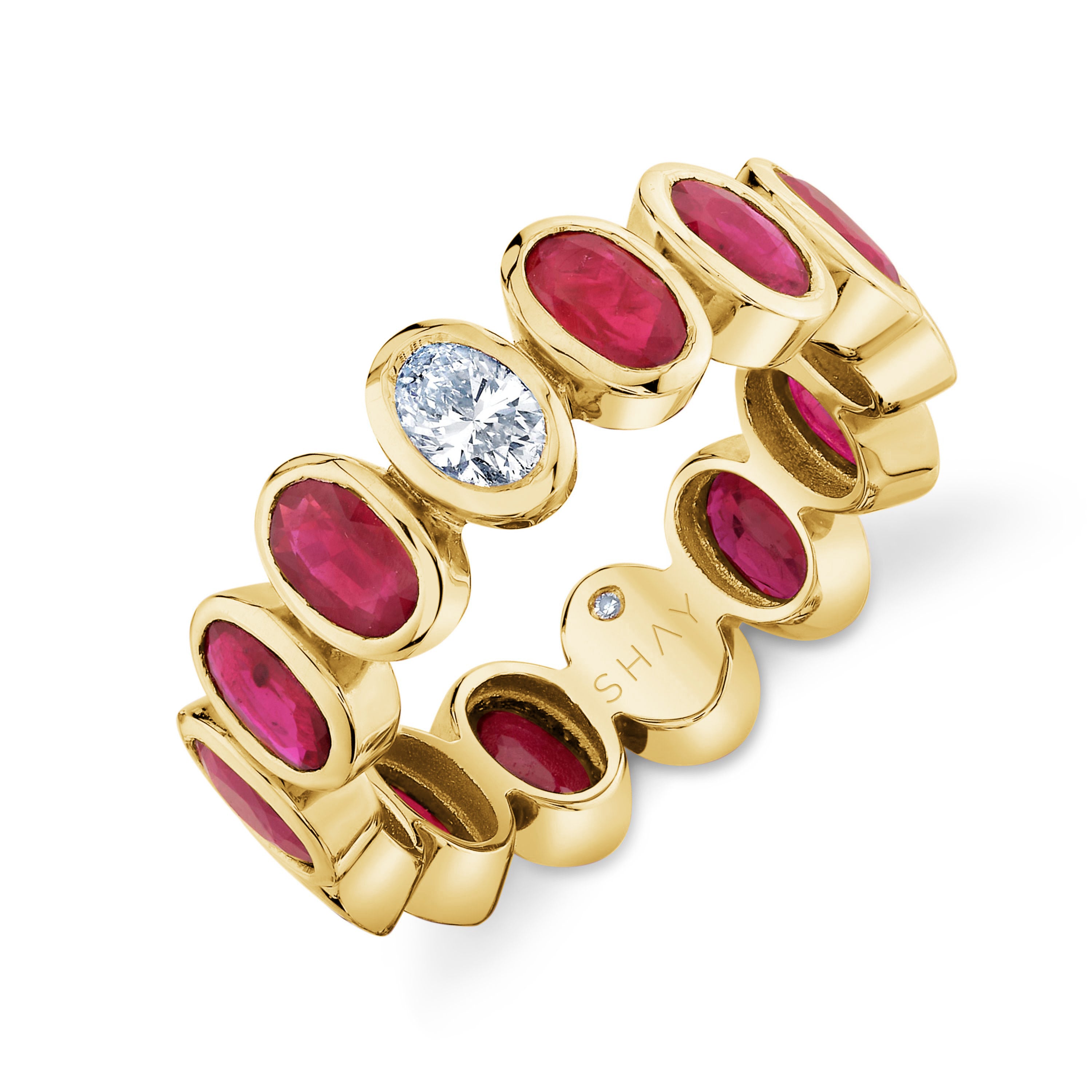 RUBY & DIAMOND OVAL BEZEL BAND