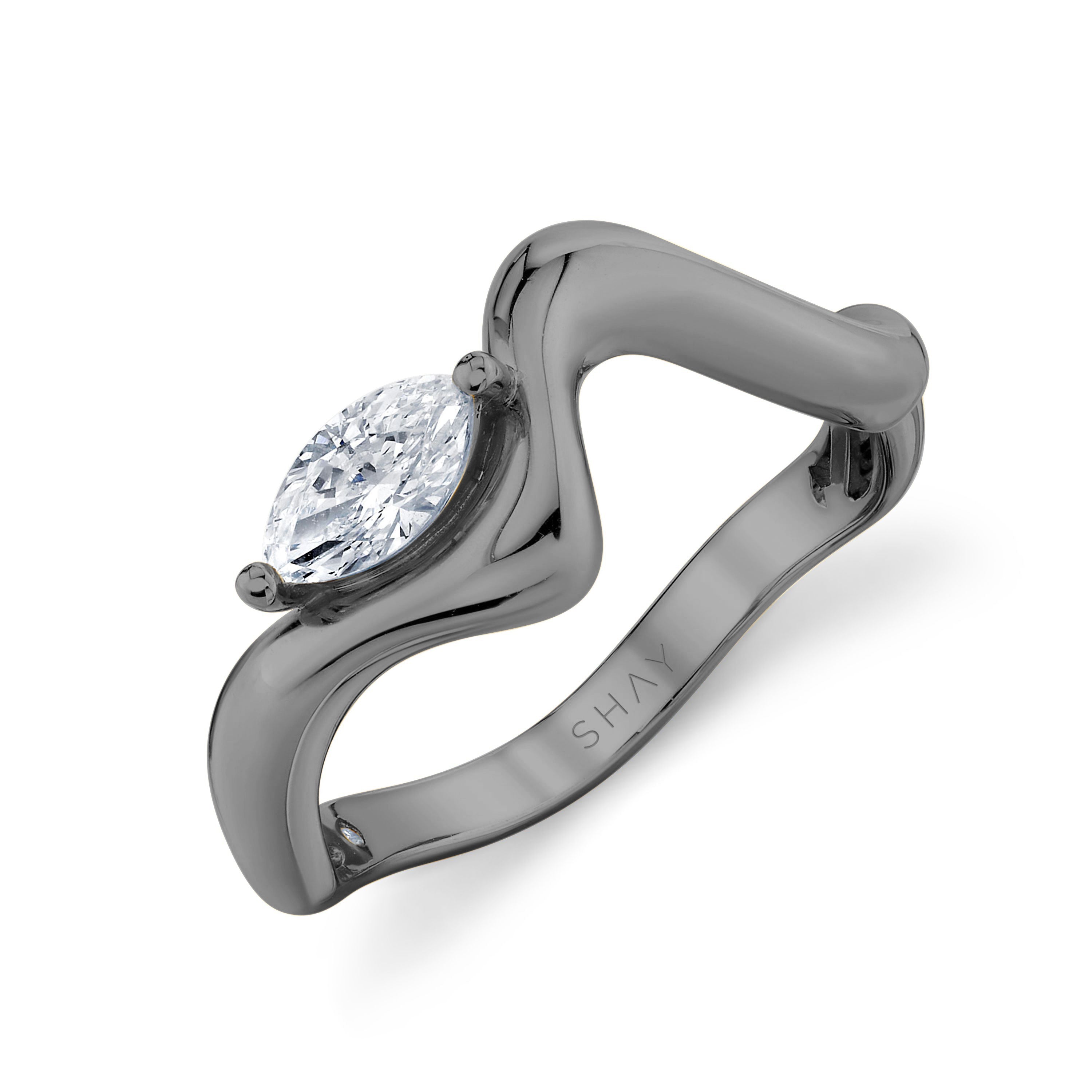 SHAY Diamond Marquise Wave Ring, 0.33ct, 18k gold, additional view