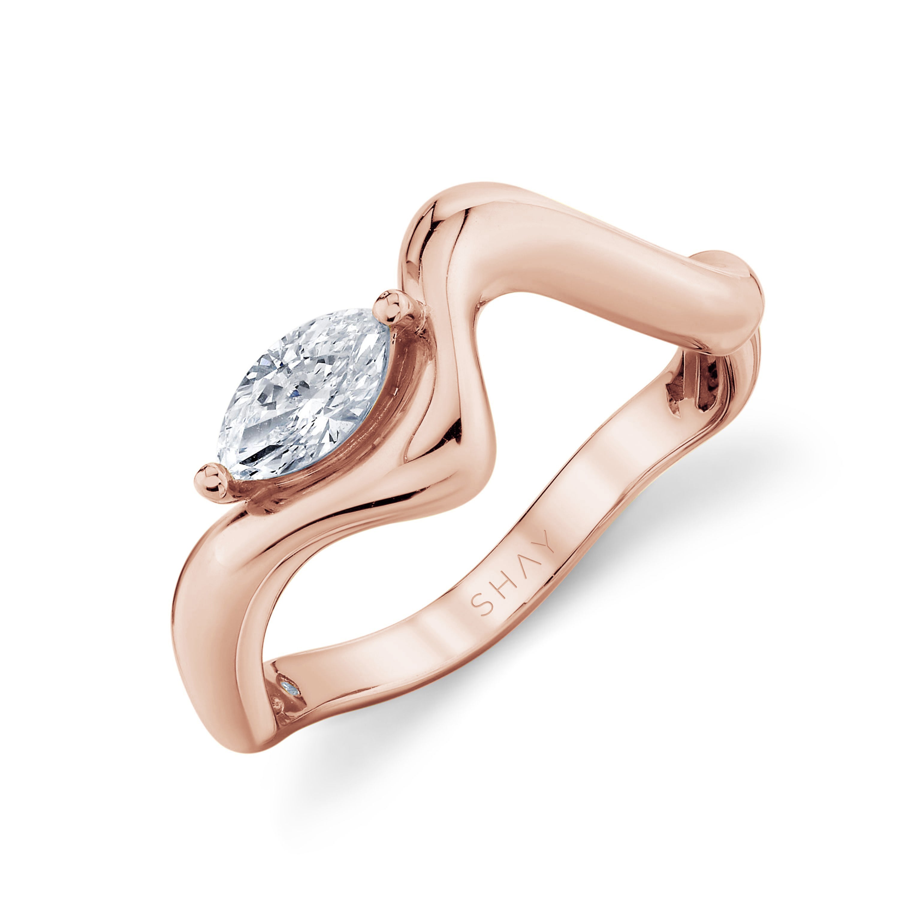 SHAY Diamond Marquise Wave Ring, 0.33ct, 18k gold, detail view