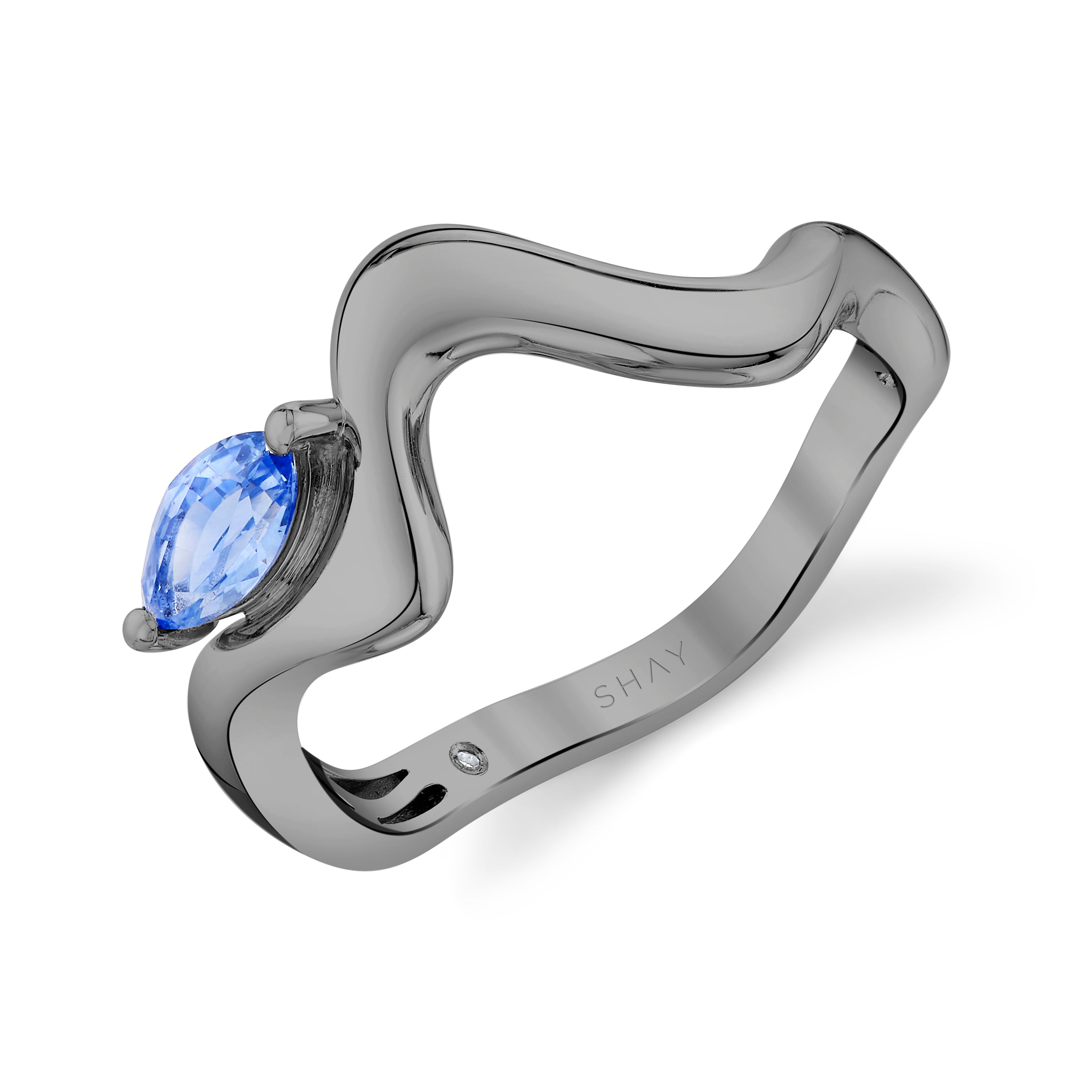 BLUE SAPPHIRE MARQUISE WAVE RING