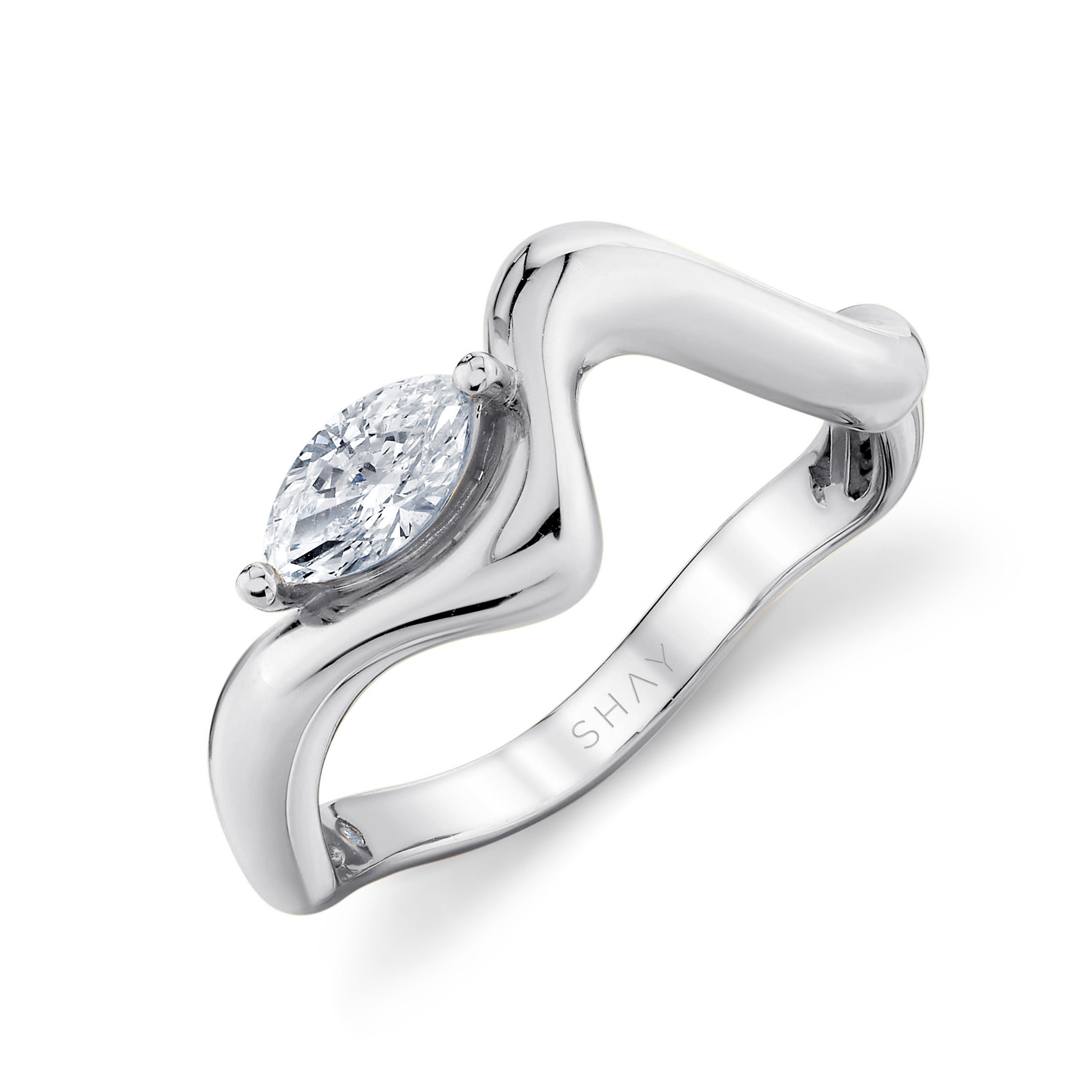 READY TO SHIP DIAMOND MARQUISE WAVE PINKY RING