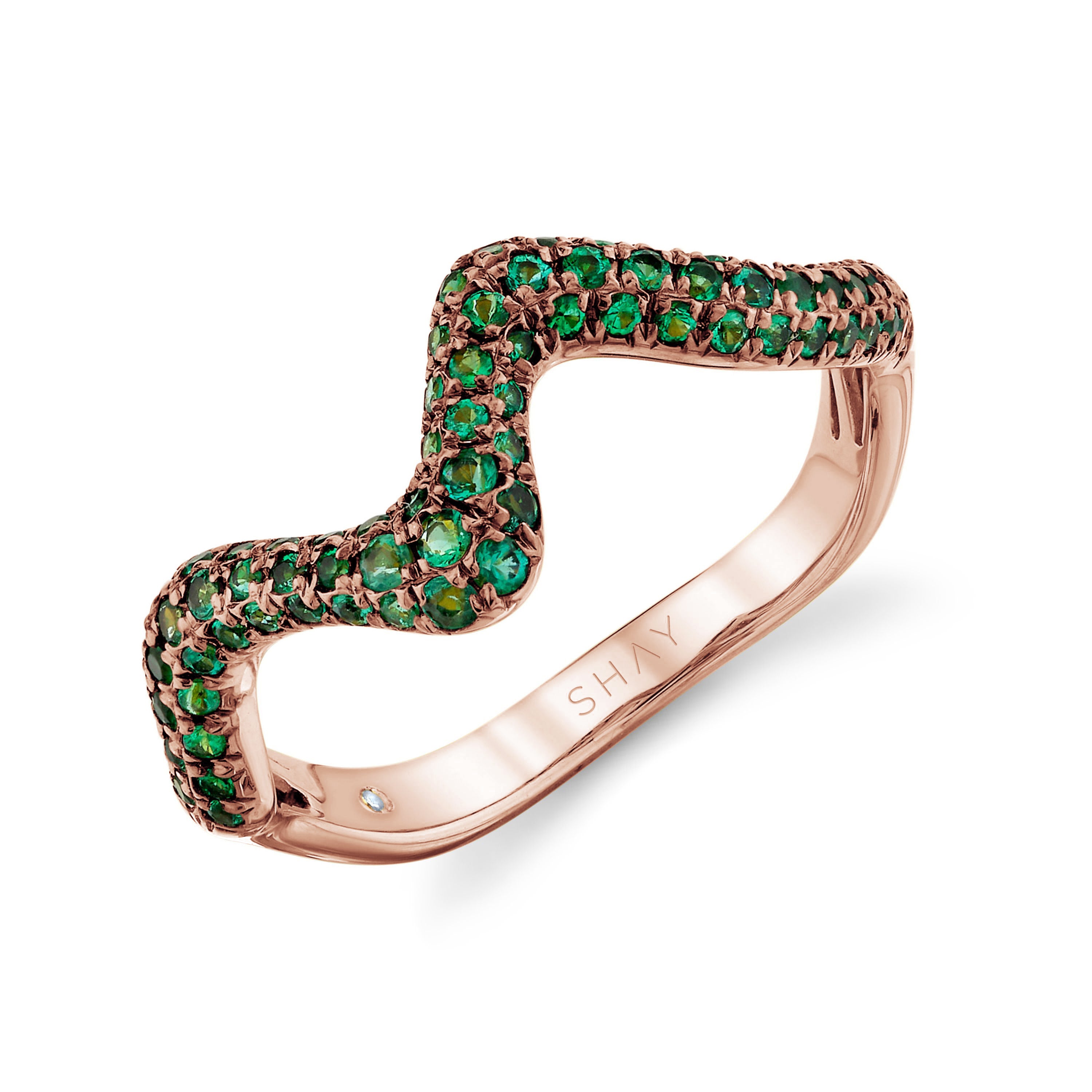 EMERALD WAVE RING