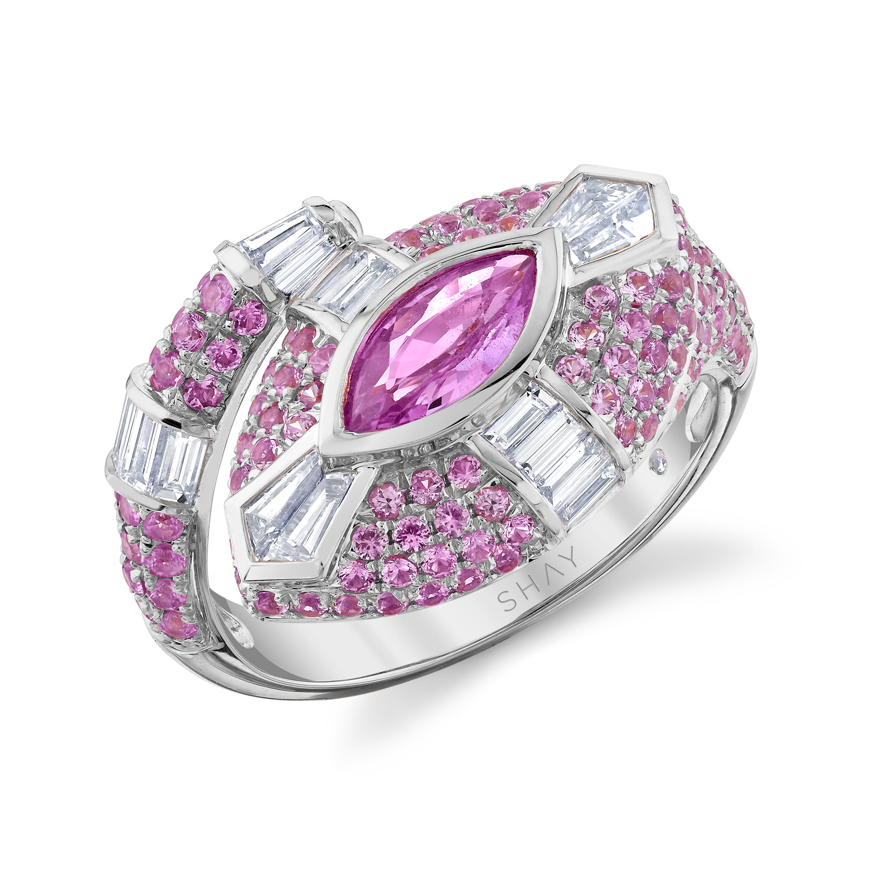 PINK SAPPHIRE & DIAMOND RIVIERA RING