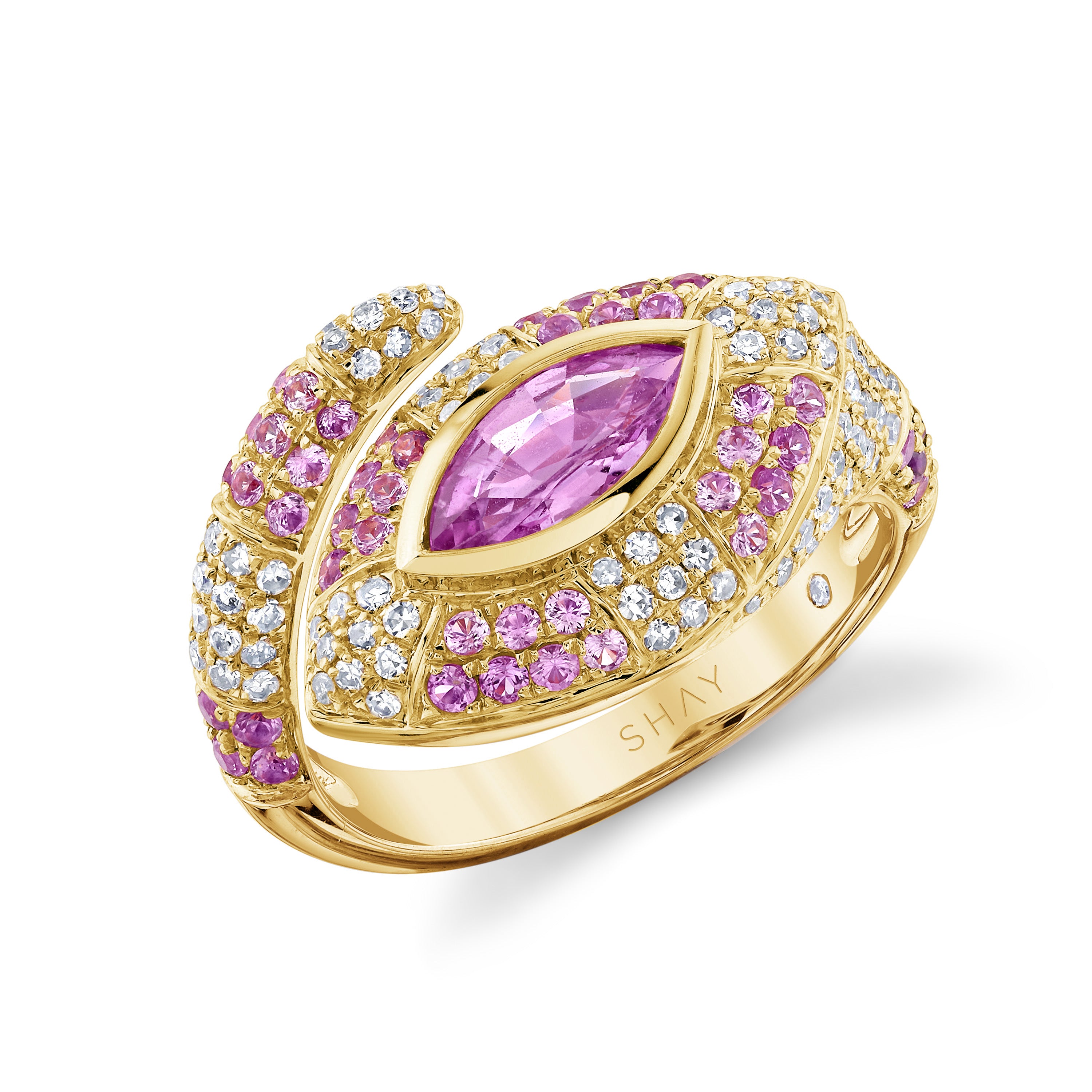 PINK SAPPHIRE & DIAMOND RIVIERA PINKY RING