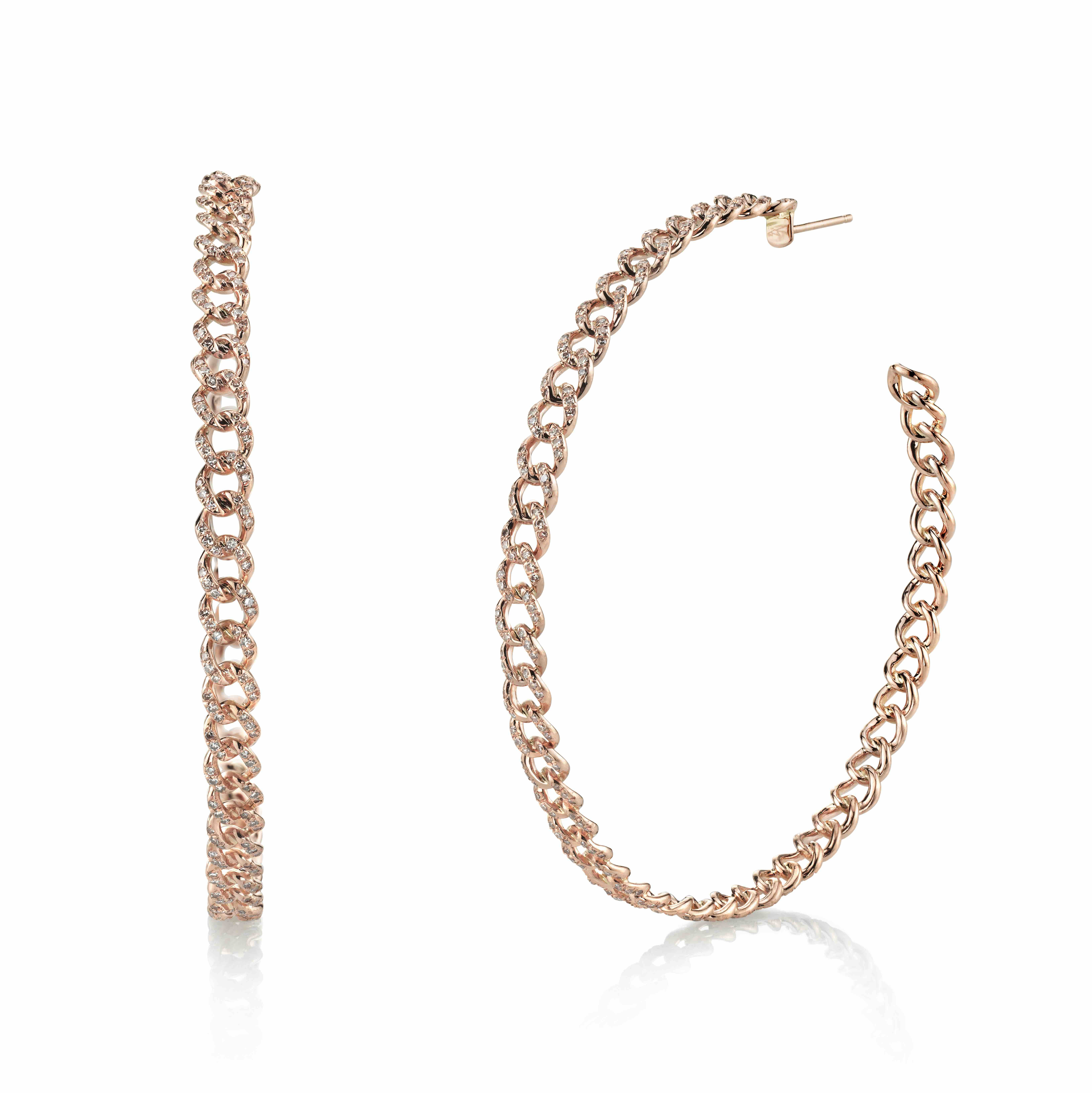 READY TO SHIP DIAMOND LARGE PAVE LINK HOOPS