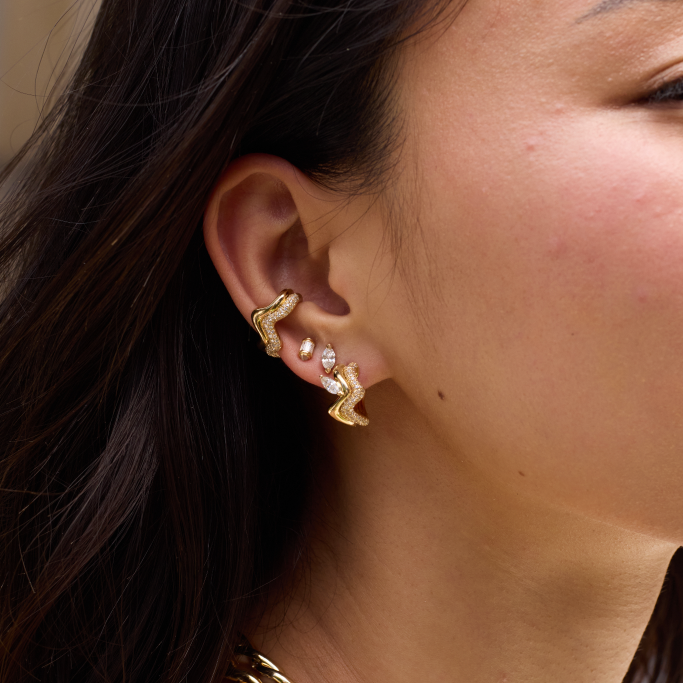 READY TO SHIP DIAMOND MARQUISE WAVE HUGGIES