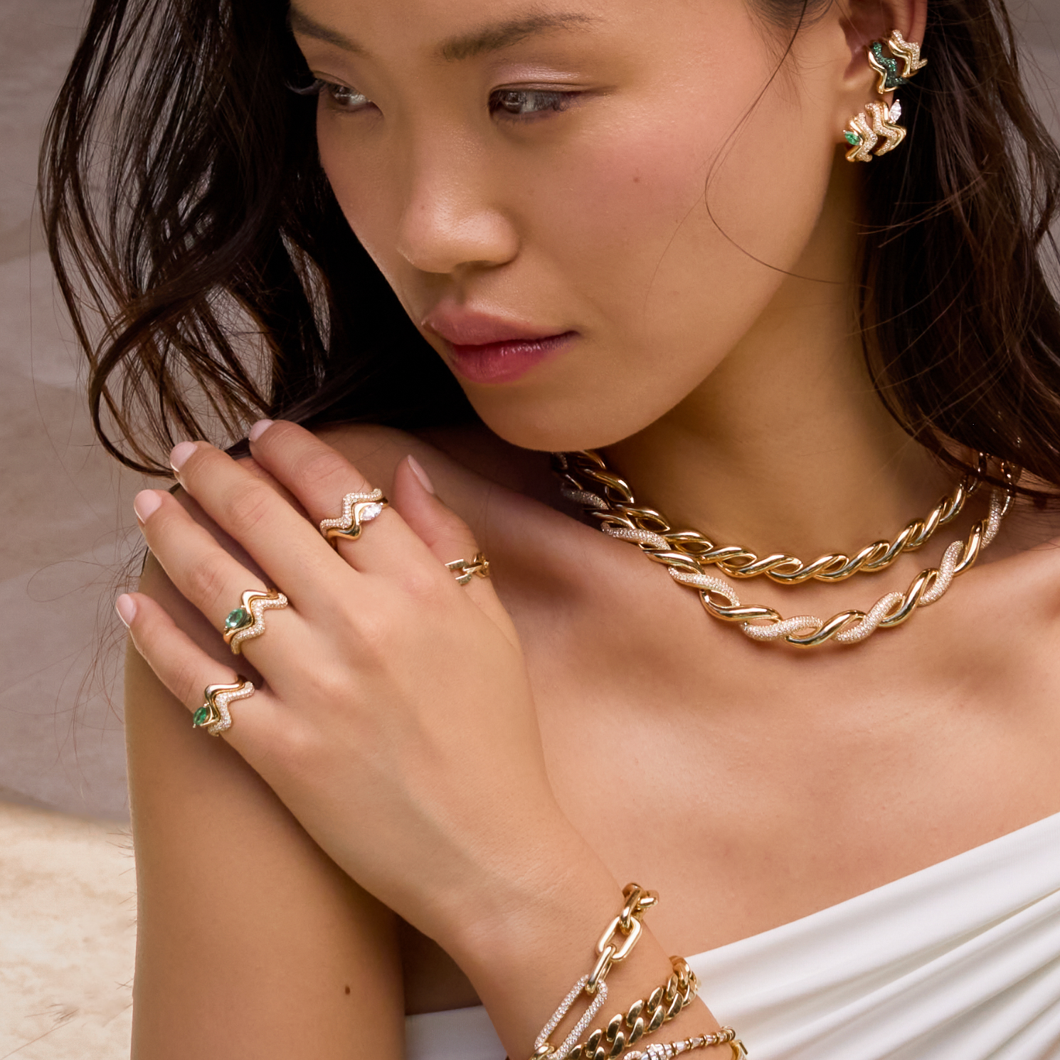 READY TO SHIP DIAMOND MARQUISE WAVE RING