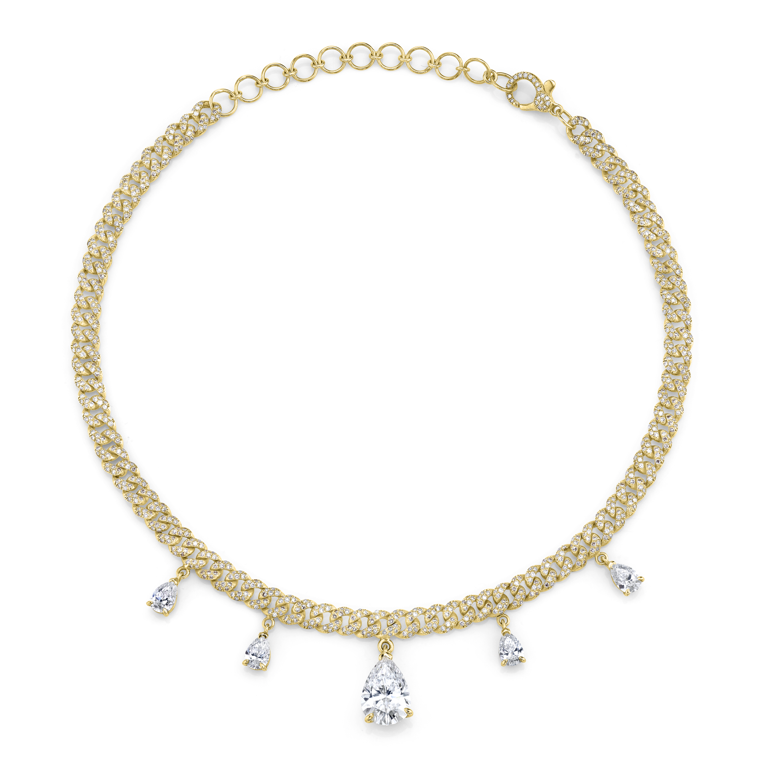 DIAMOND PEAR DROP LINK CHOKER