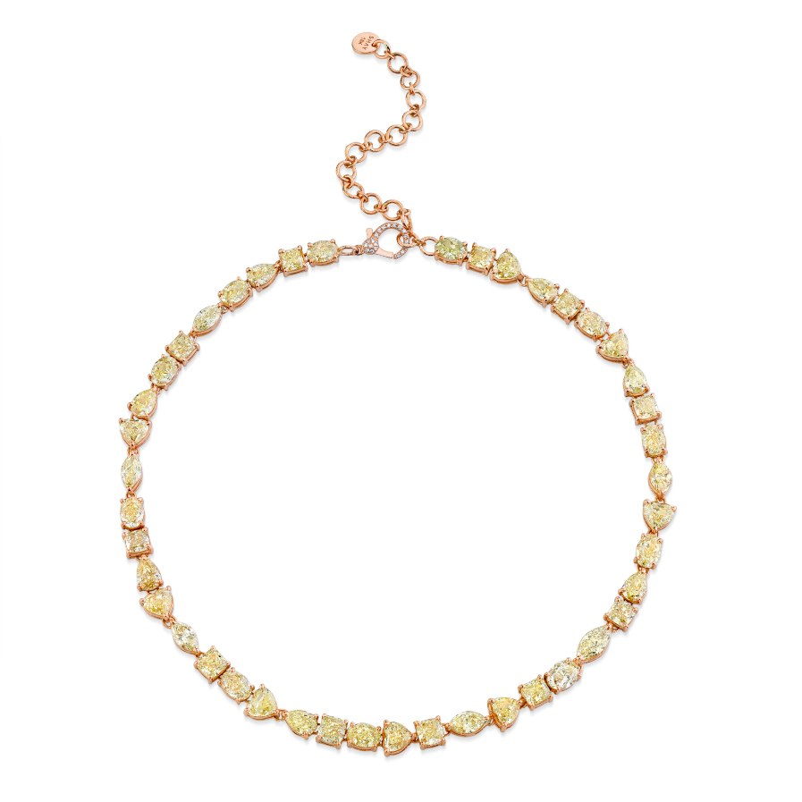 SHAY Fancy Yellow Diamond Mixed Tennis Necklace, 34ct, 18k gold, primary view