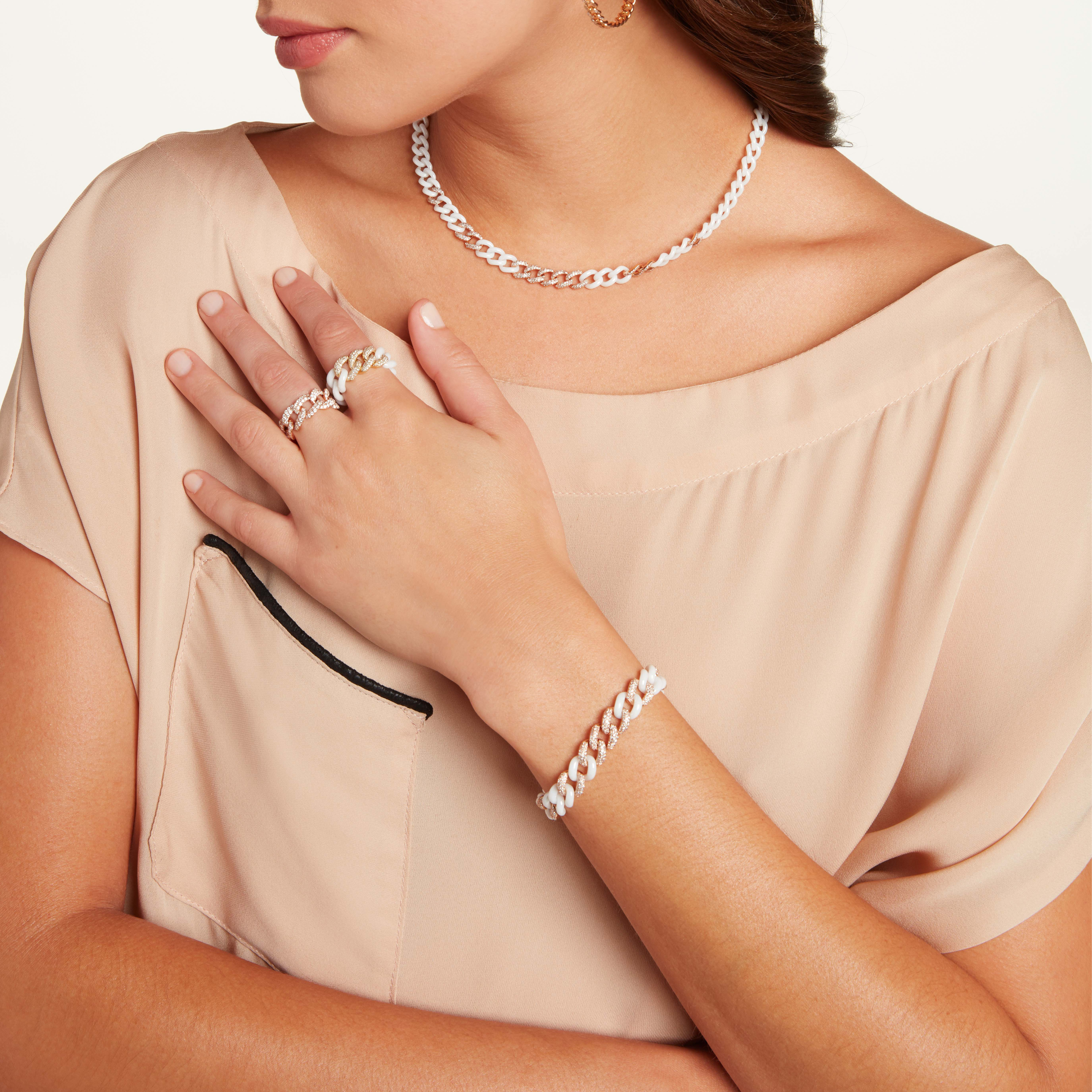 WHITE CERAMIC PAVE ESSENTIAL LINK BRACELET