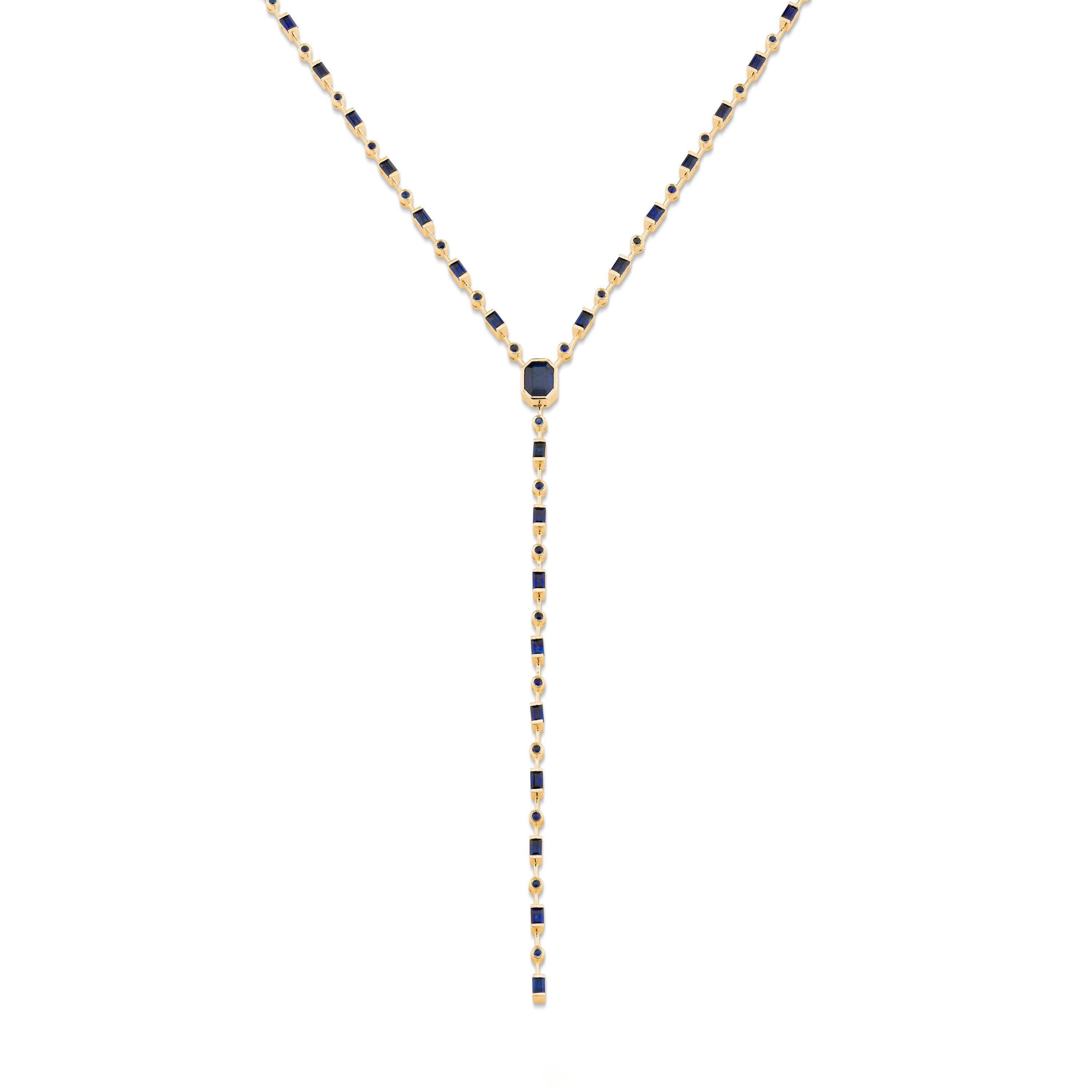 MIXED BLUE SAPPHIRE Y NECKLACE
