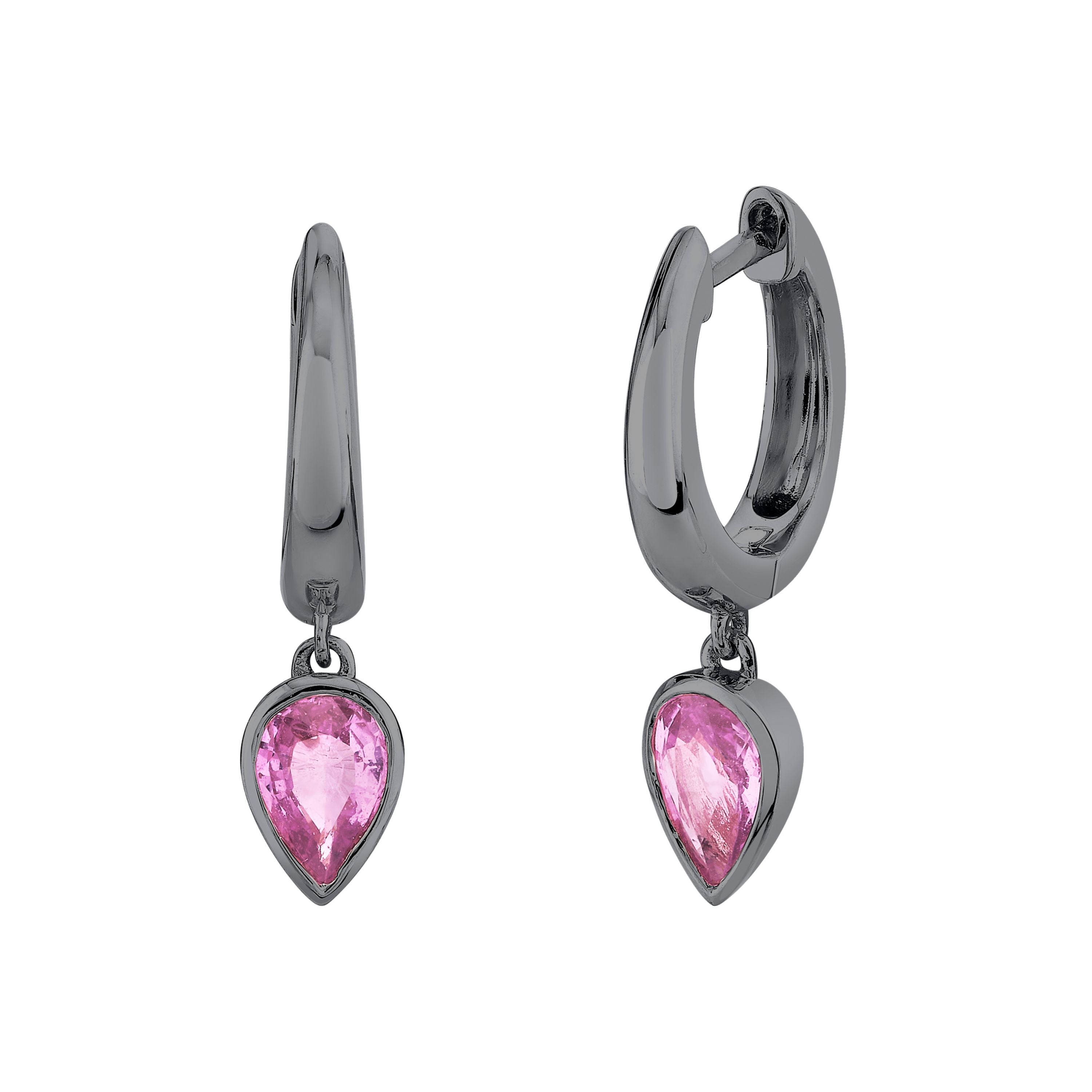 SHAY Pink Sapphire Pear Drop Huggies, 1ct, 18k gold, additional view