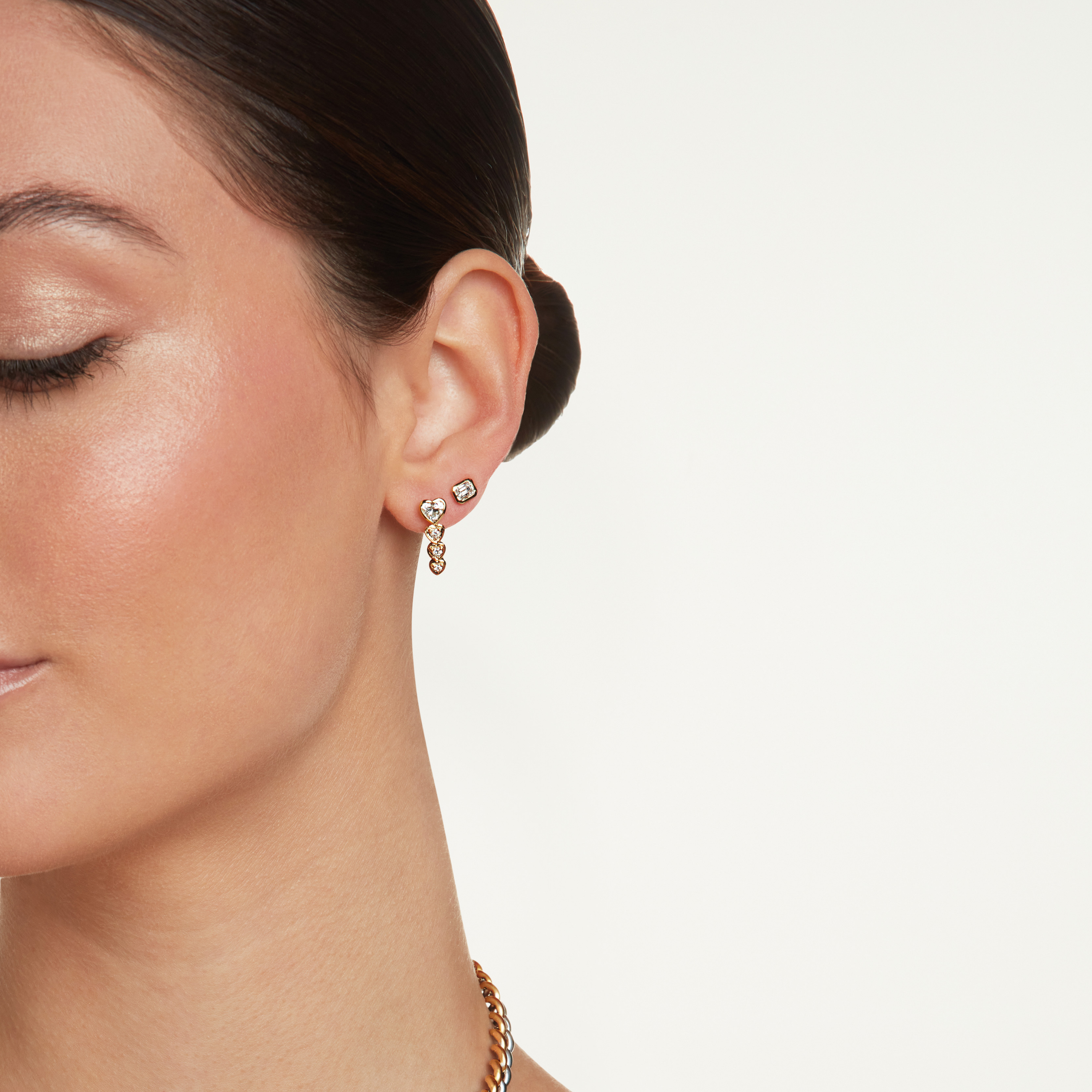 READY TO SHIP DIAMOND EMERALD CUT BEZEL STUDS