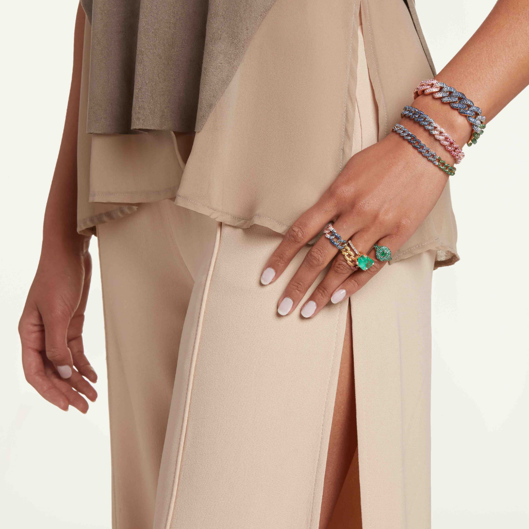 READY TO SHIP RAINBOW PAVE ESSENTIAL LINK RING