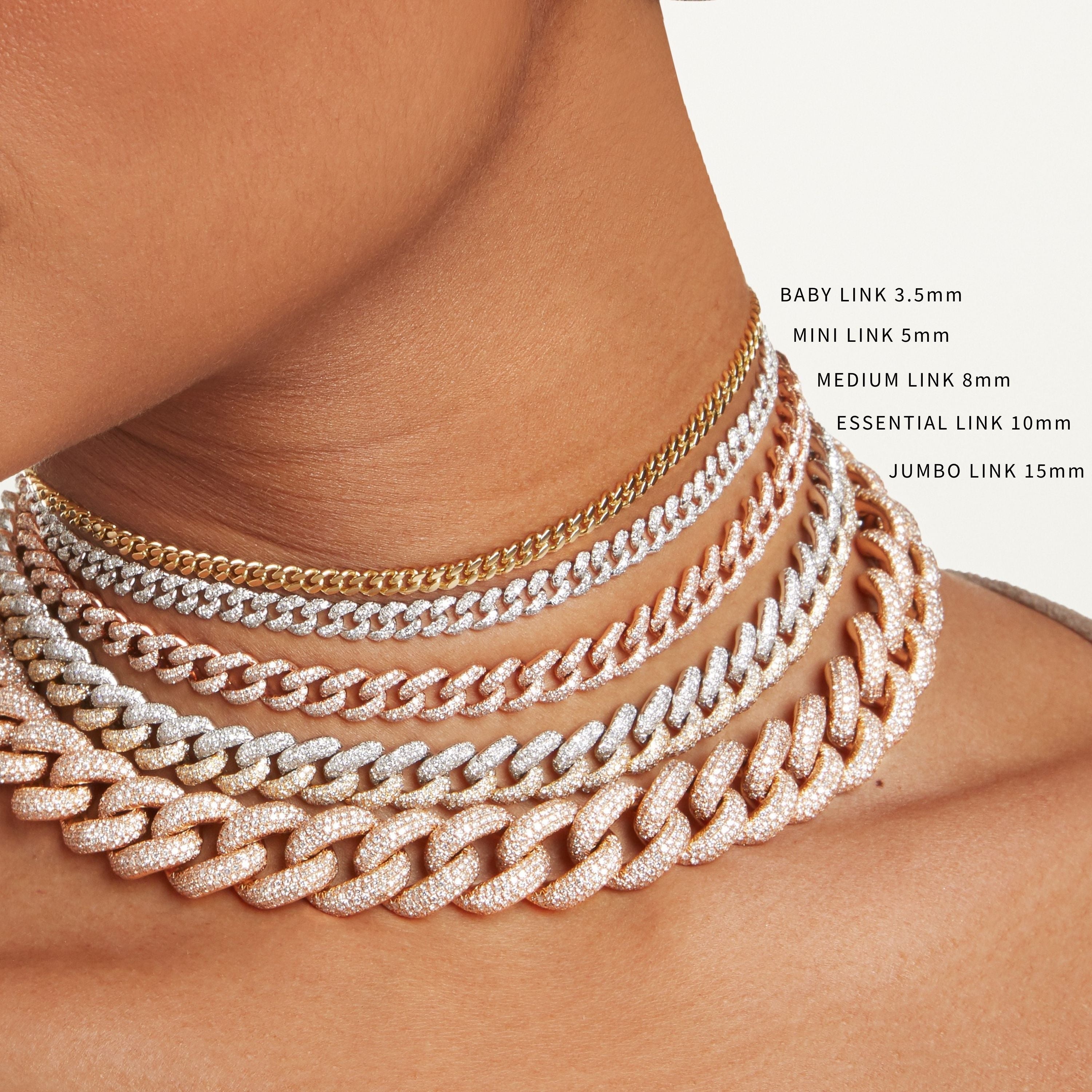 SHAY Ready to Ship Diamond Pave Two-tone Essential Link Necklace, 15.8ct, 18k gold, detail view