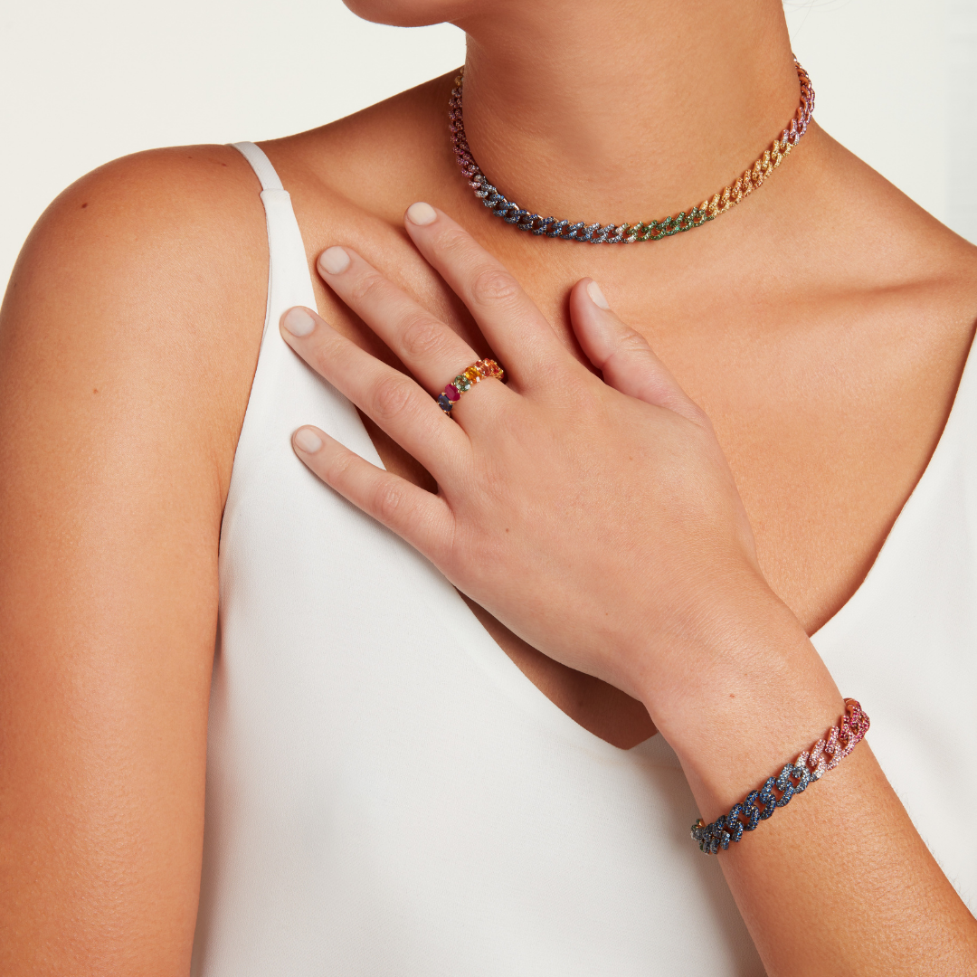 READY TO SHIP RAINBOW PAVE ESSENTIAL LINK BRACELET