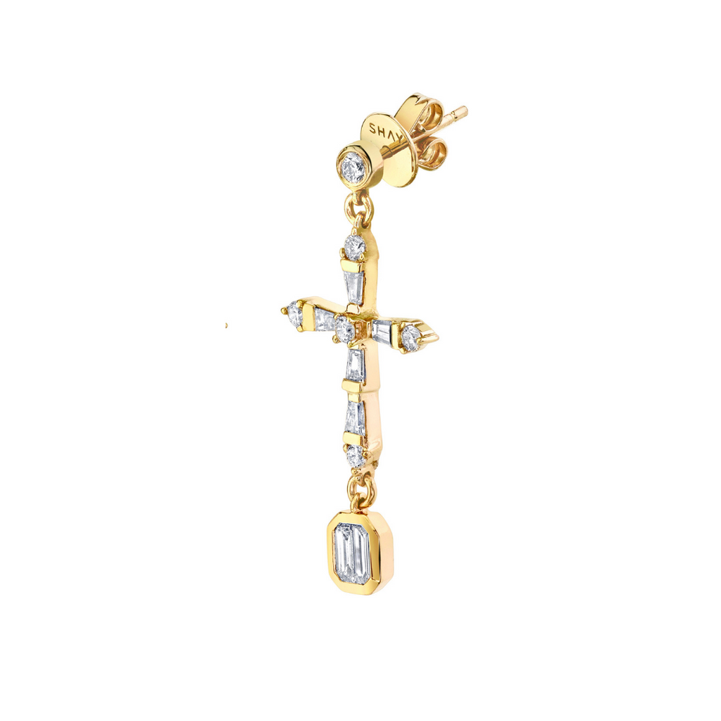 【wing bling】[14K post] Ash Cross Line Onetouch Earring 2_3e75a60b-e865-4131-818a-
