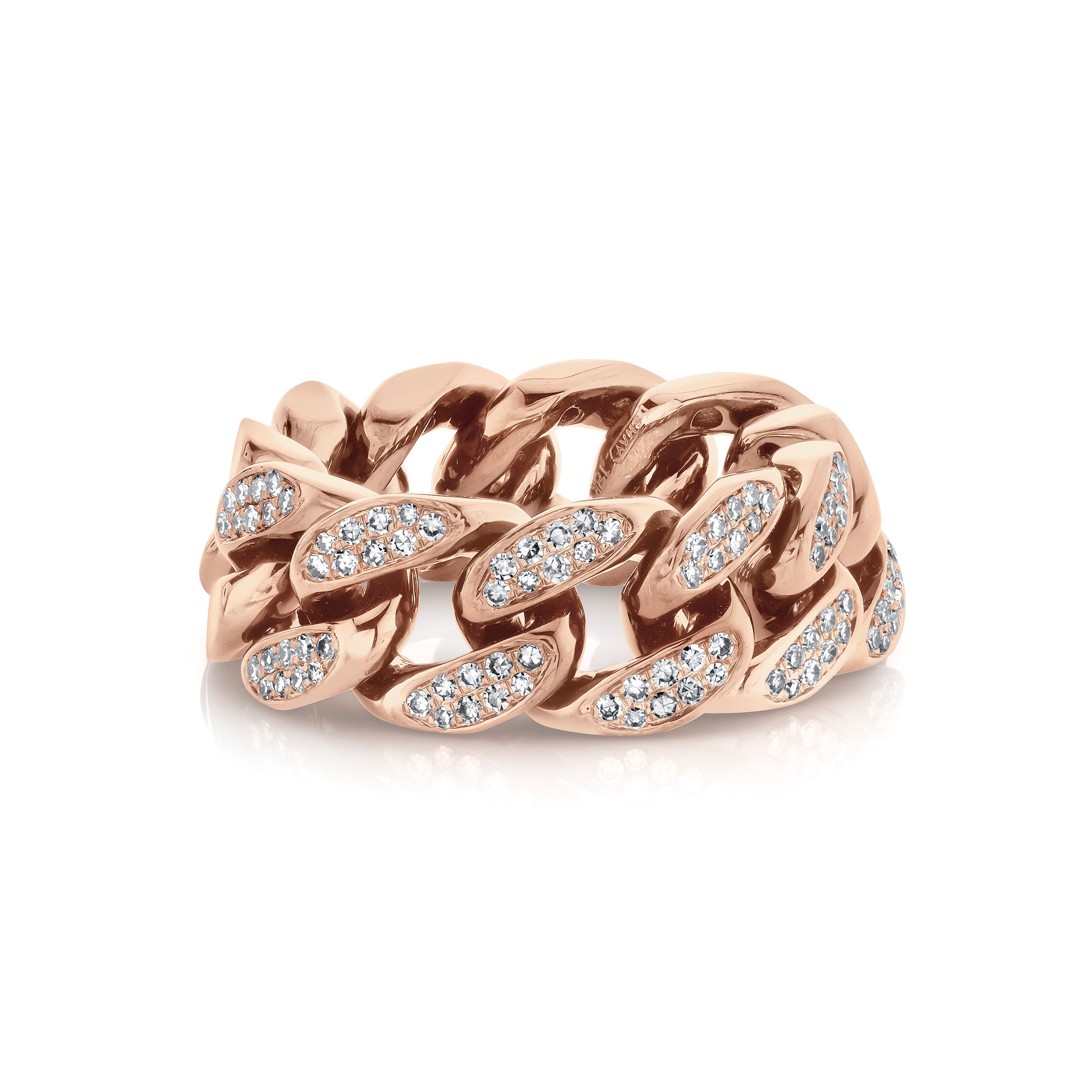 MEN'S PARTIAL PAVE DIAMOND FLAT LINK RING