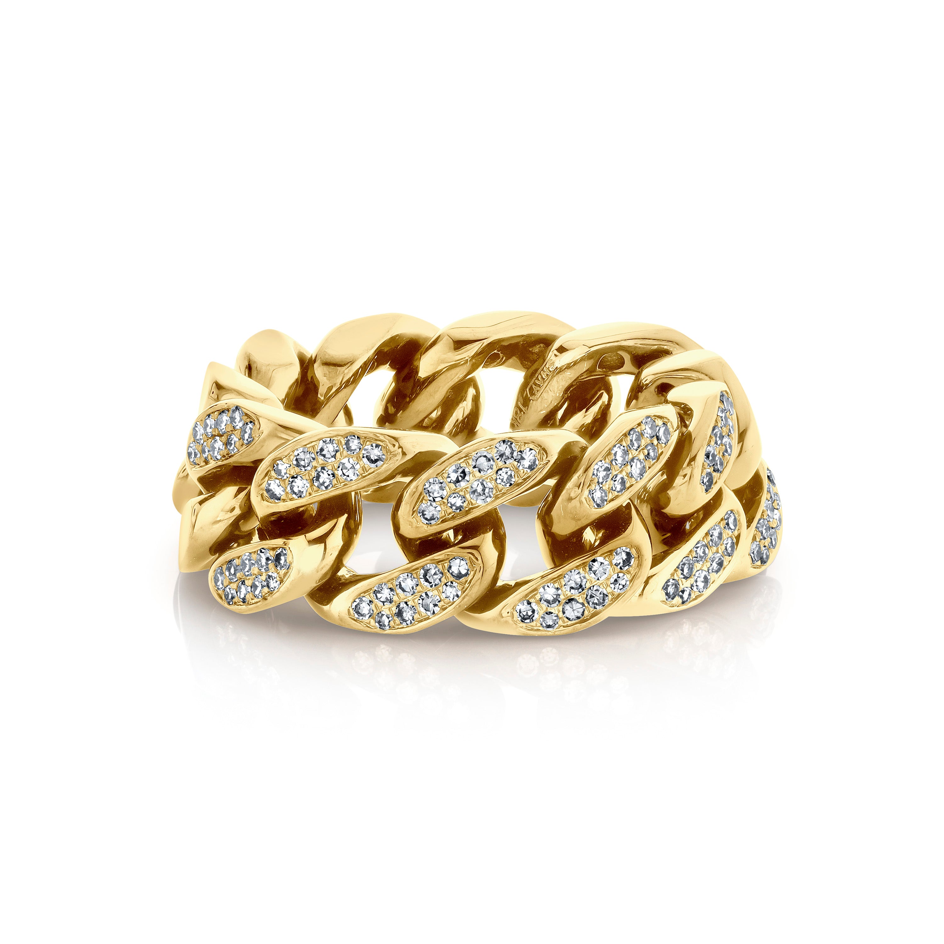 MEN'S PARTIAL PAVE DIAMOND FLAT LINK RING