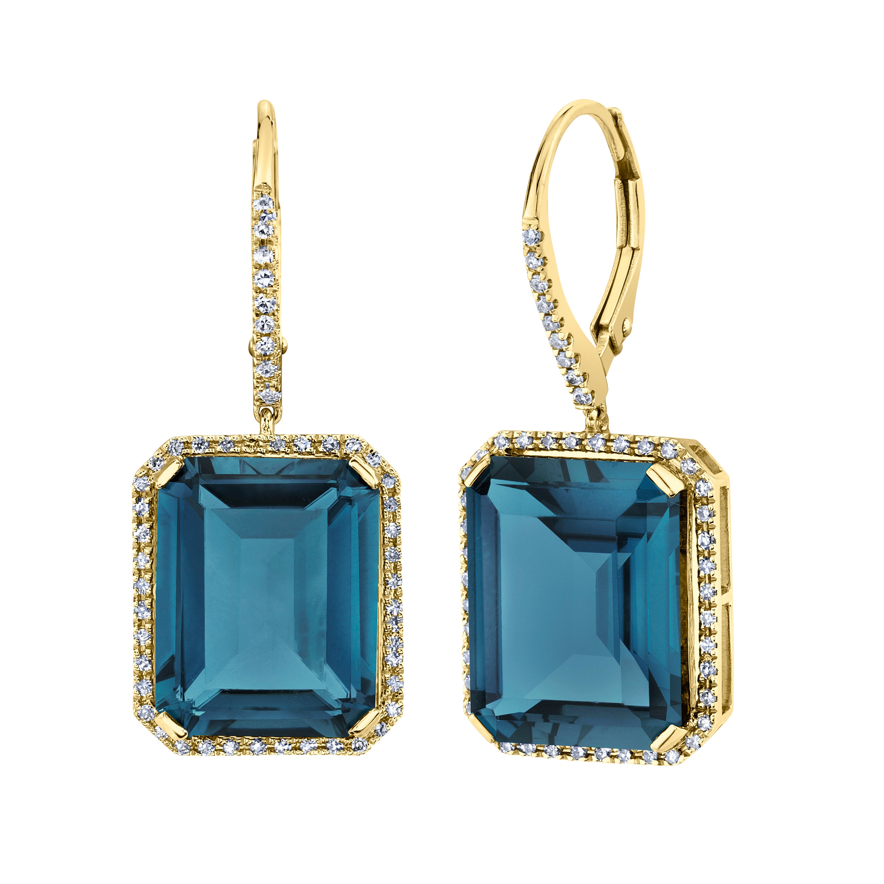 LONDON BLUE TOPAZ & DIAMOND PORTRAIT EARRINGS