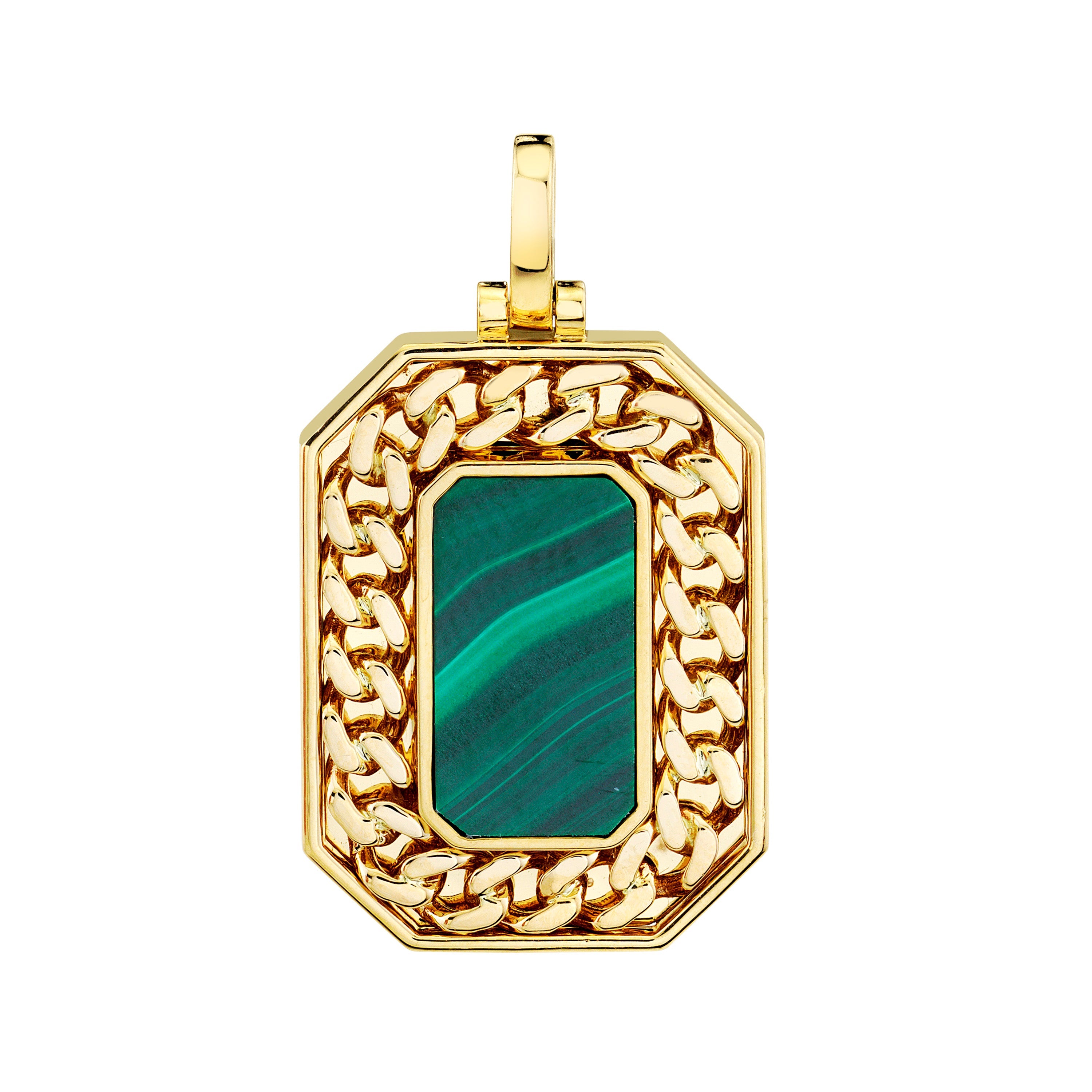 READY TO SHIP MALACHITE GOLD LINK PENDANT