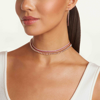 RUBY & PINK SAPPHIRE TRIPLE STACKED THREADS CHOKER