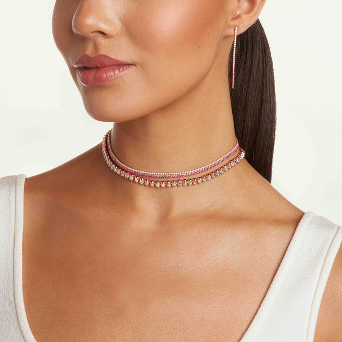 RUBY & PINK SAPPHIRE TRIPLE STACKED THREADS CHOKER