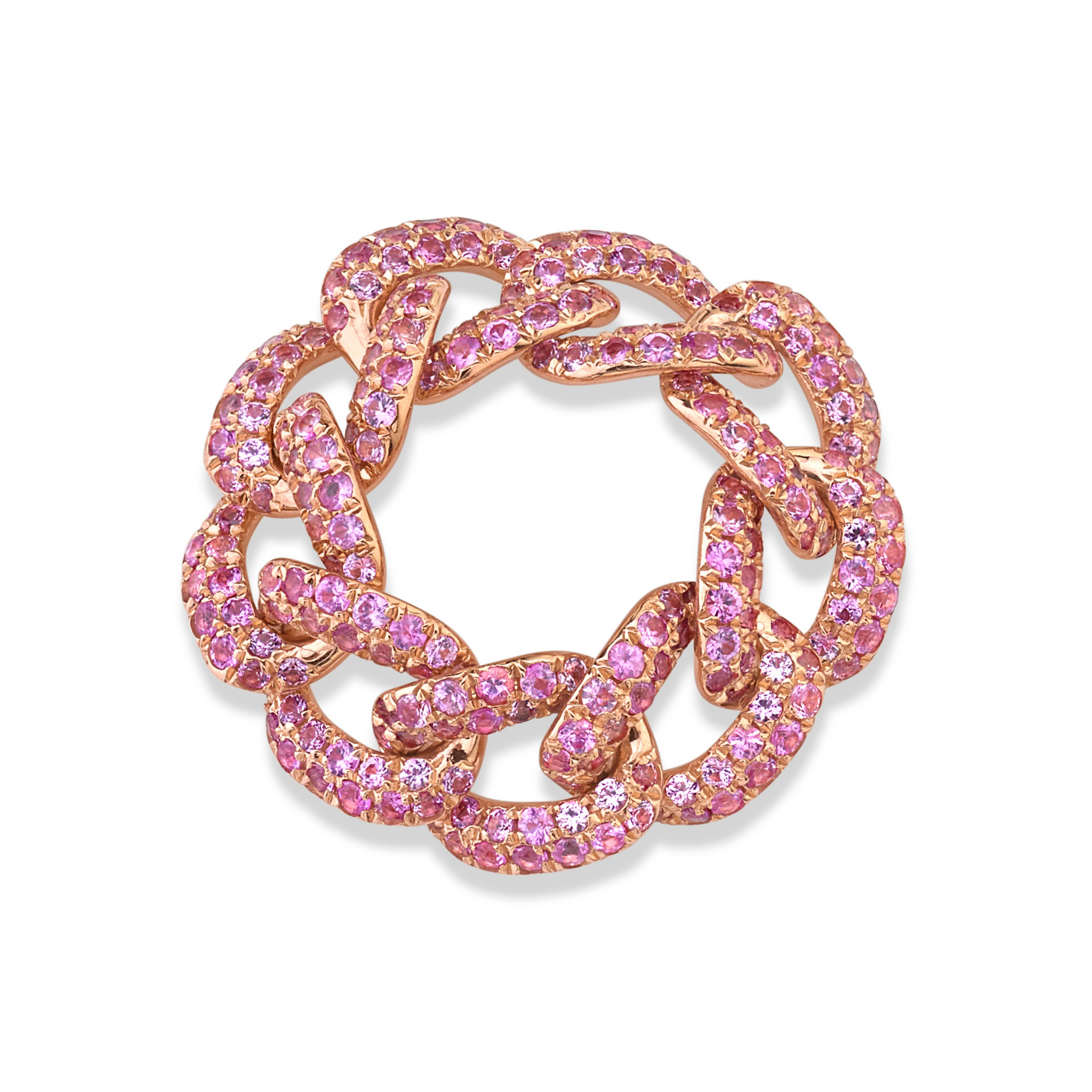 READY TO SHIP PINK SAPPHIRE PAVE ESSENTIAL LINK RING