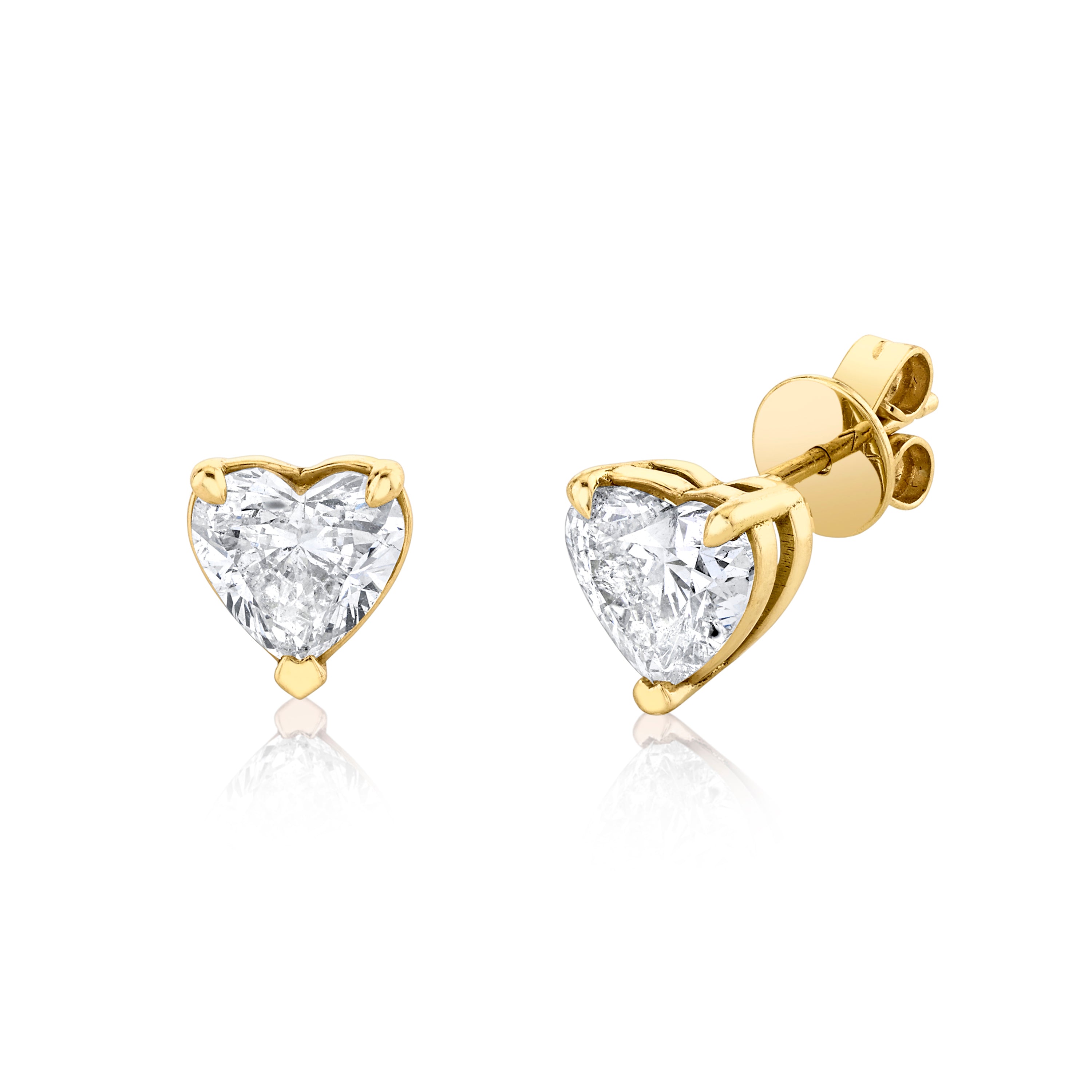 SHAY Diamond Heart Studs, 2.03ct, 18k gold, side view