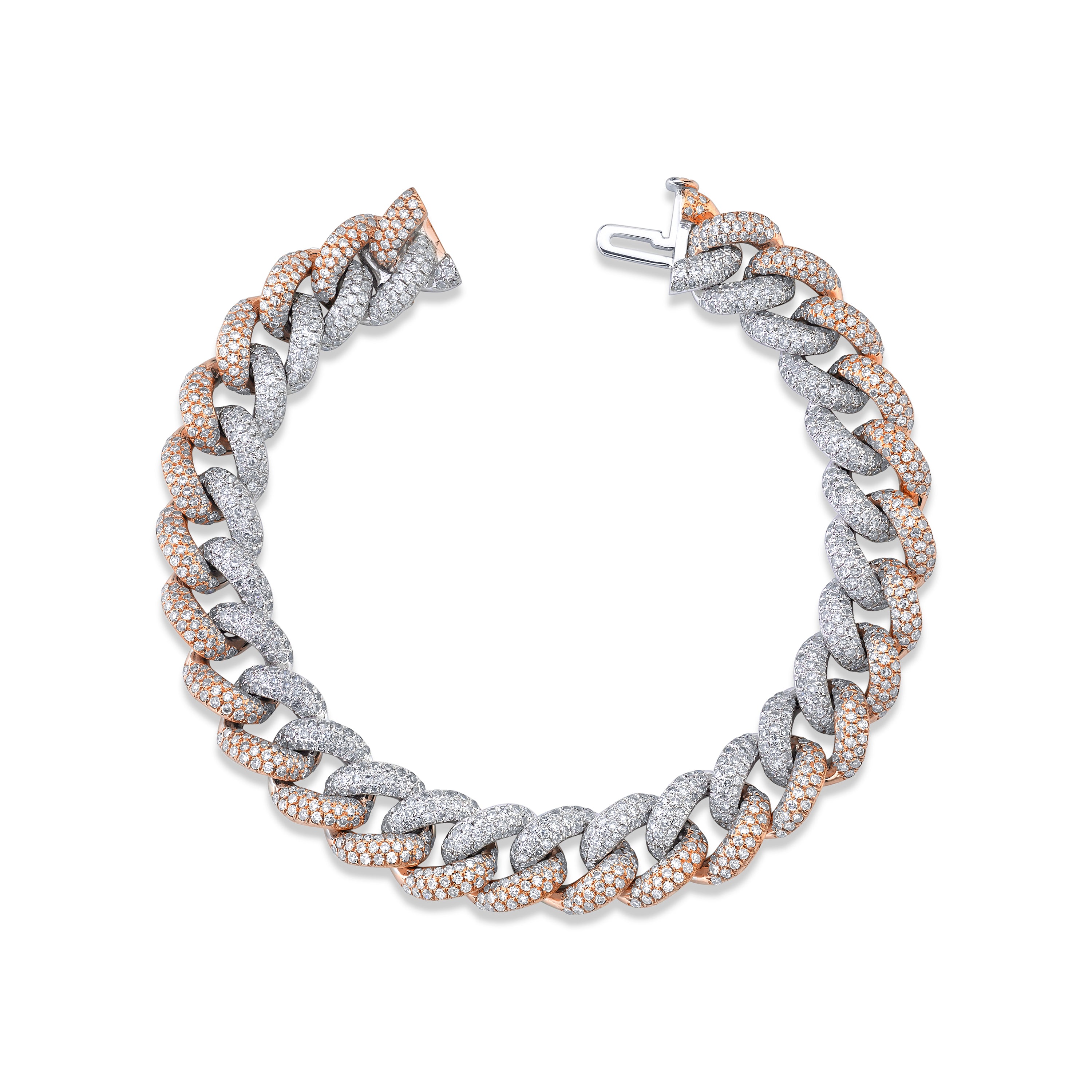 SHAY Ready to Ship Diamond Pave Two-tone Essential Link Bracelet, 18k gold, detail view