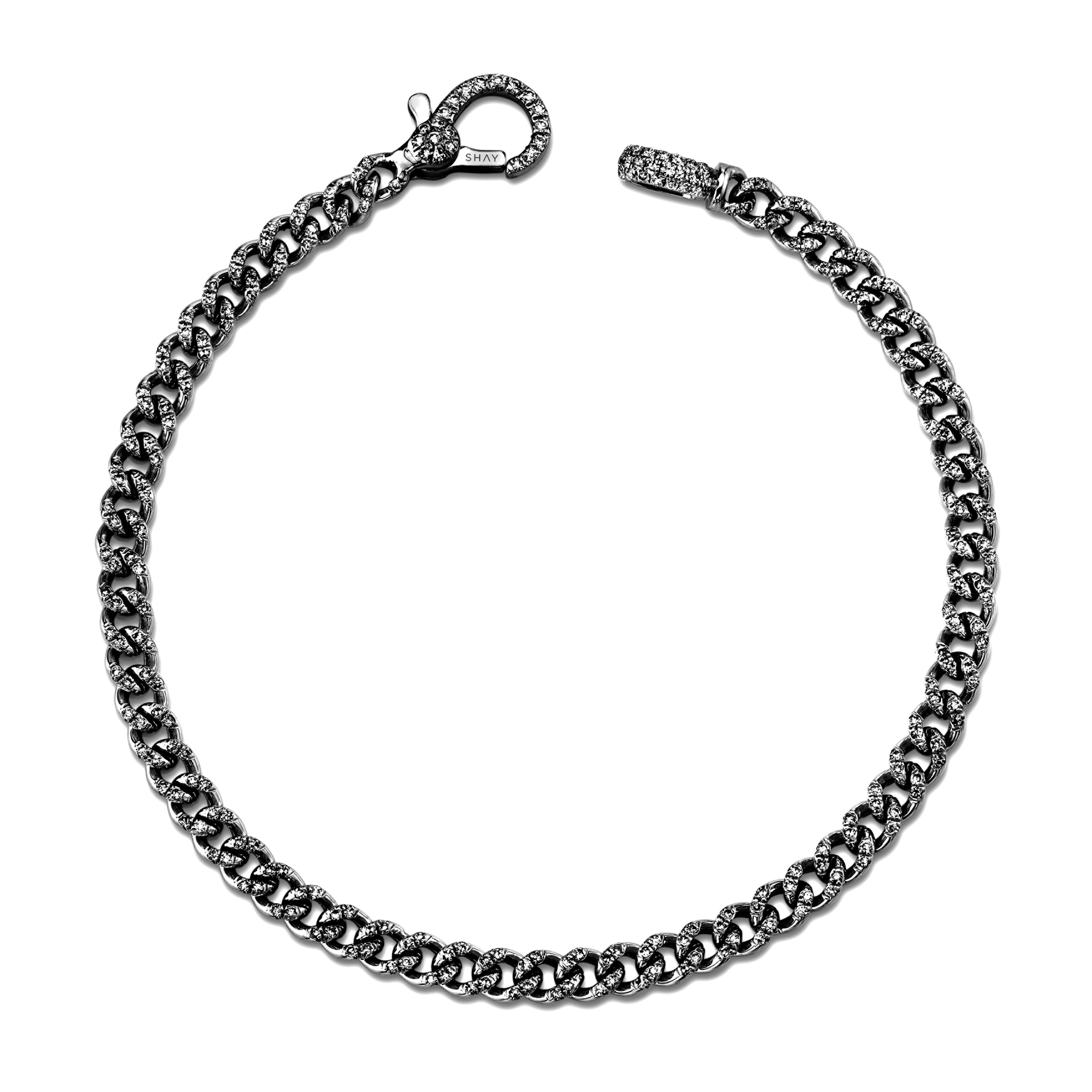 SHAY Diamond Pave Baby Link Bracelet, 1ct, 18k gold, side view
