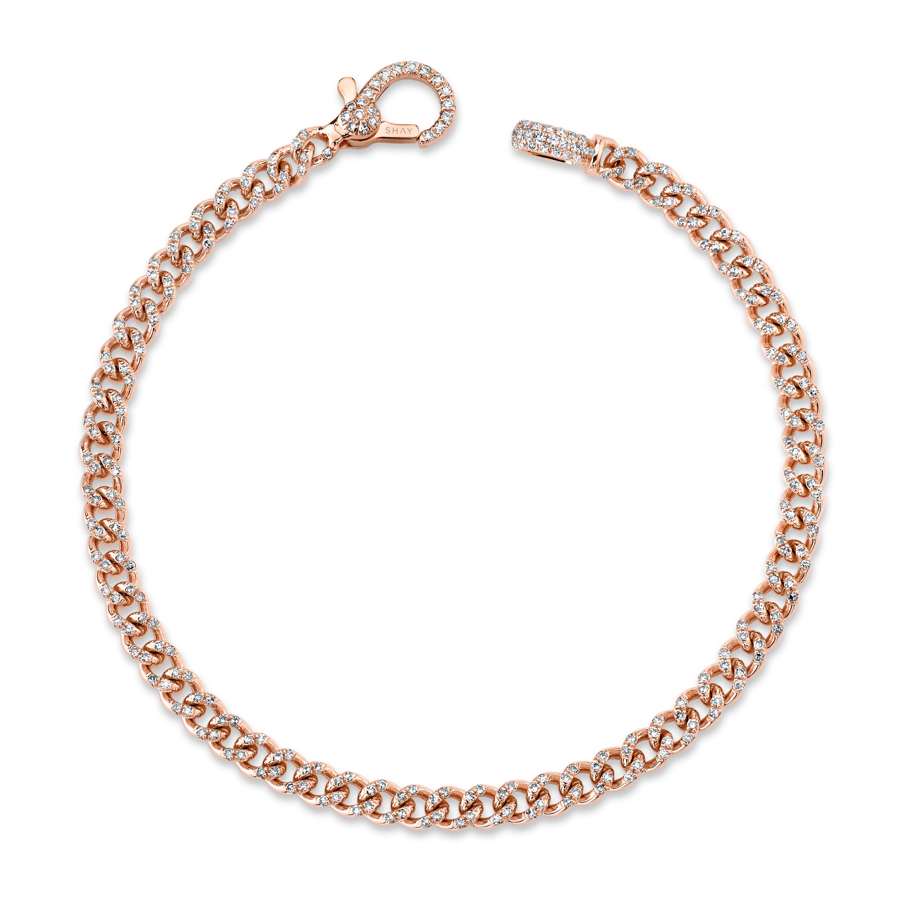SHAY Ready to Ship Diamond Pave Baby Link Bracelet, 18k gold, side view