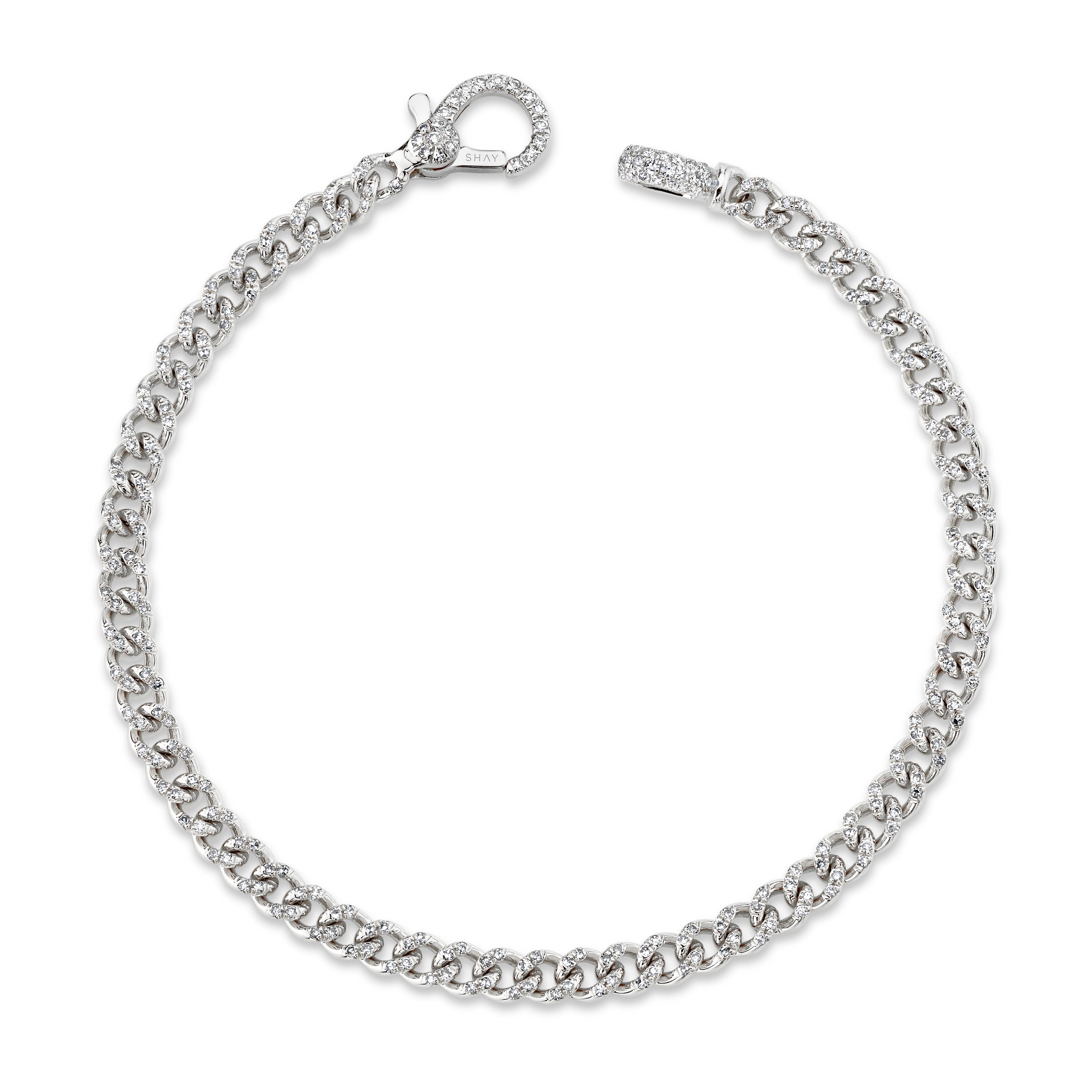 SHAY Ready to Ship Diamond Pave Baby Link Bracelet, 18k gold, detail view